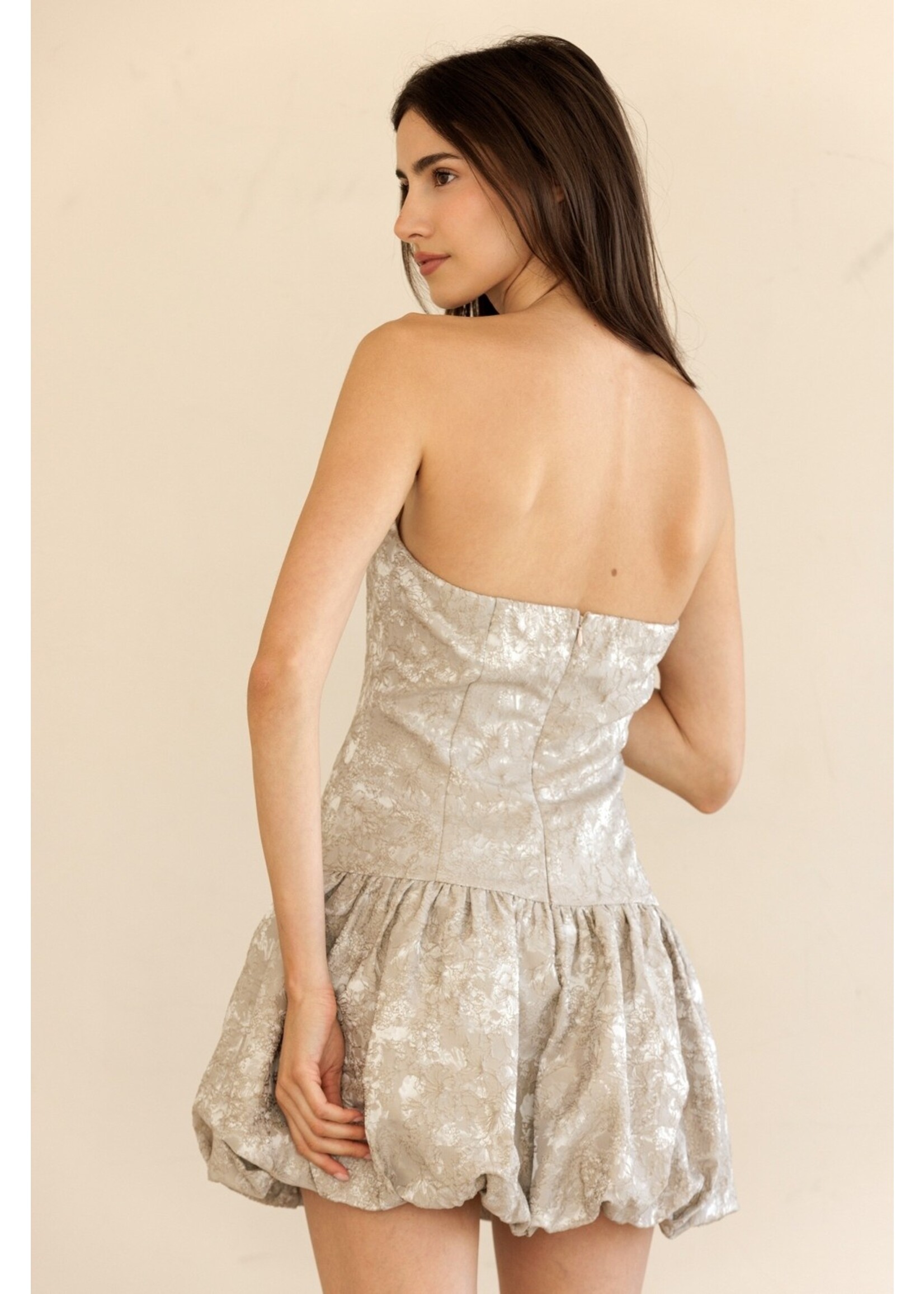 Storia Strapless Floral Bubble Mini Dress - JD9159