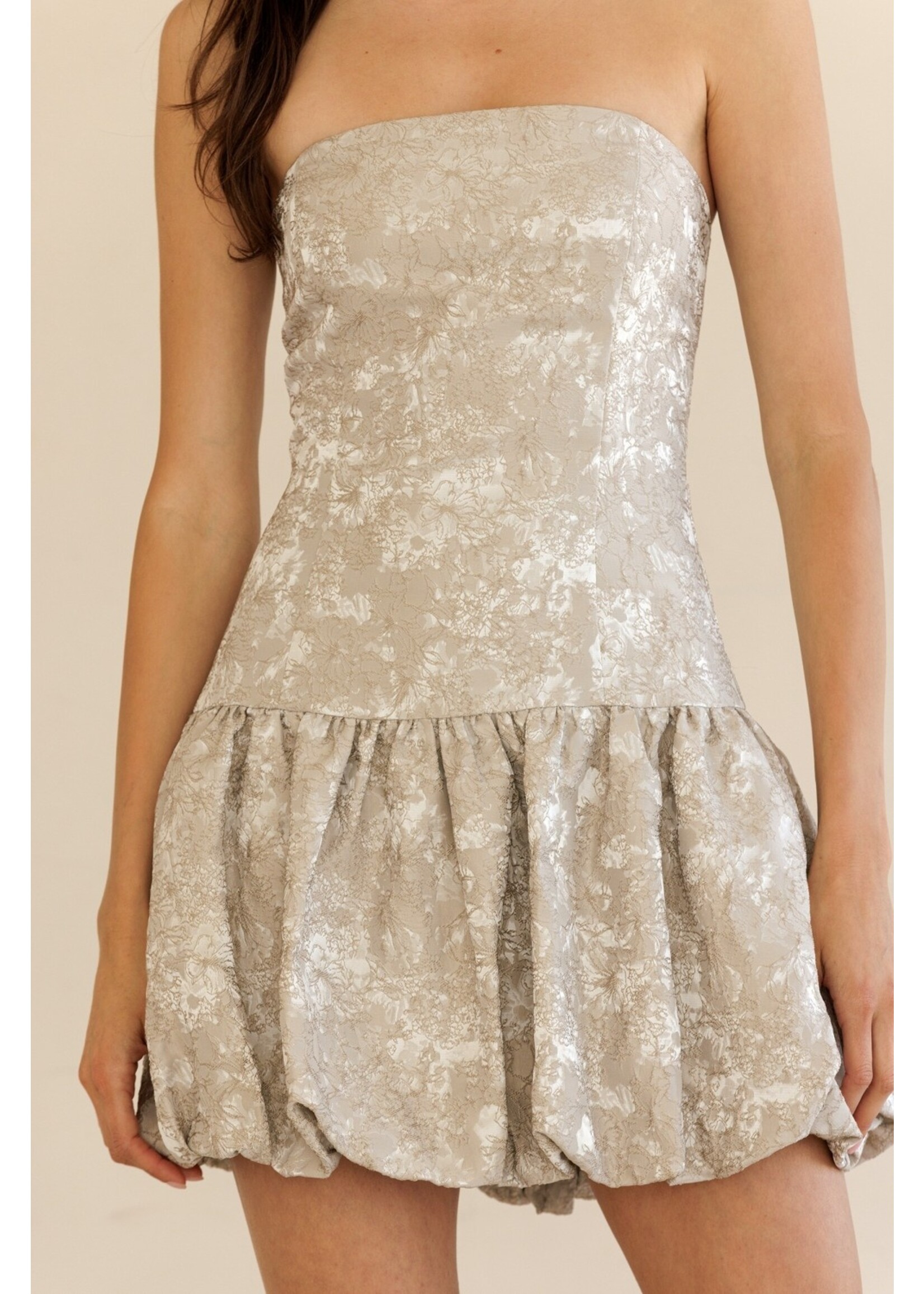 Storia Strapless Floral Bubble Mini Dress - JD9159