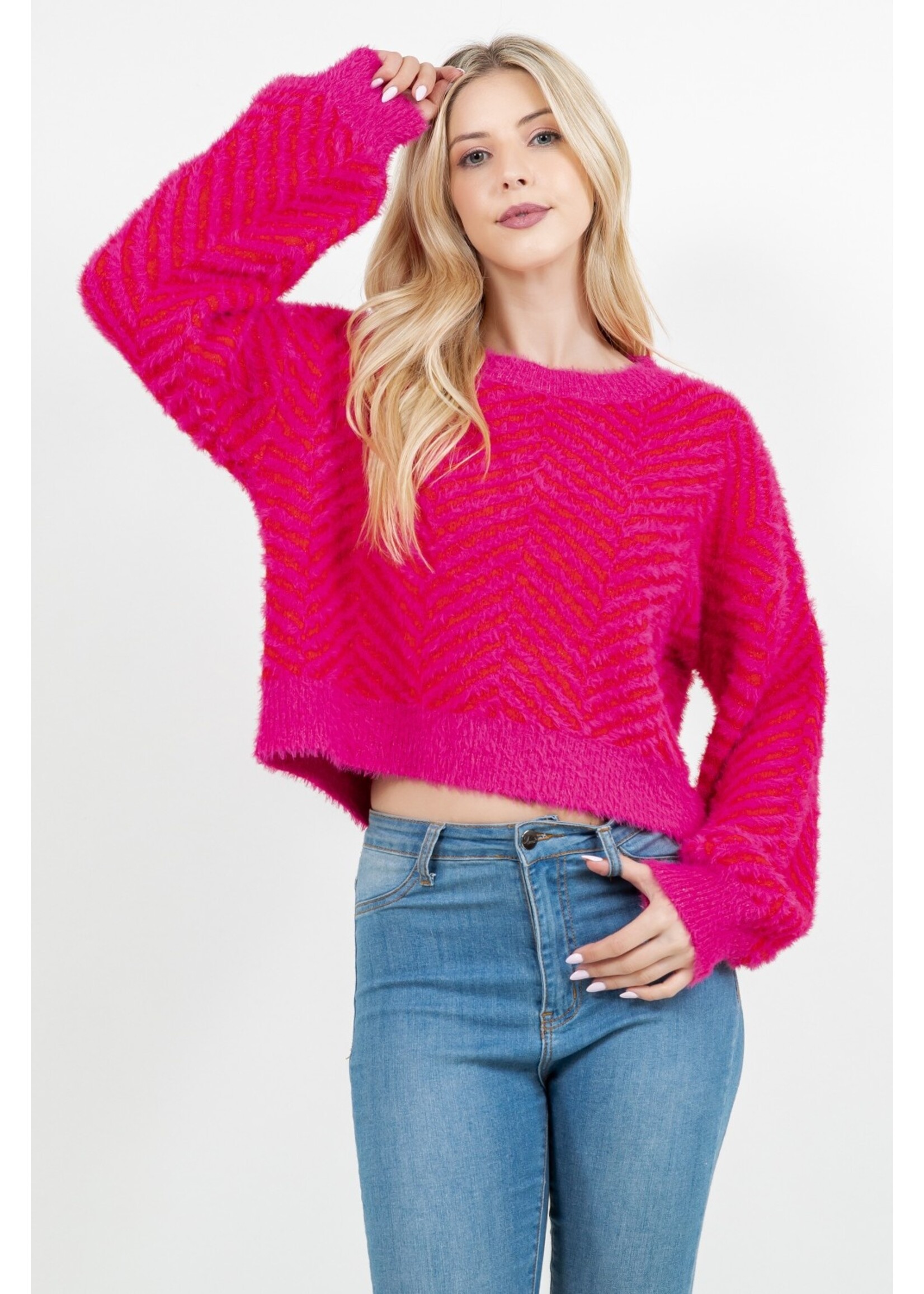 Dreamers ZigZag Fluffy Stripe Sweater - K5406-B