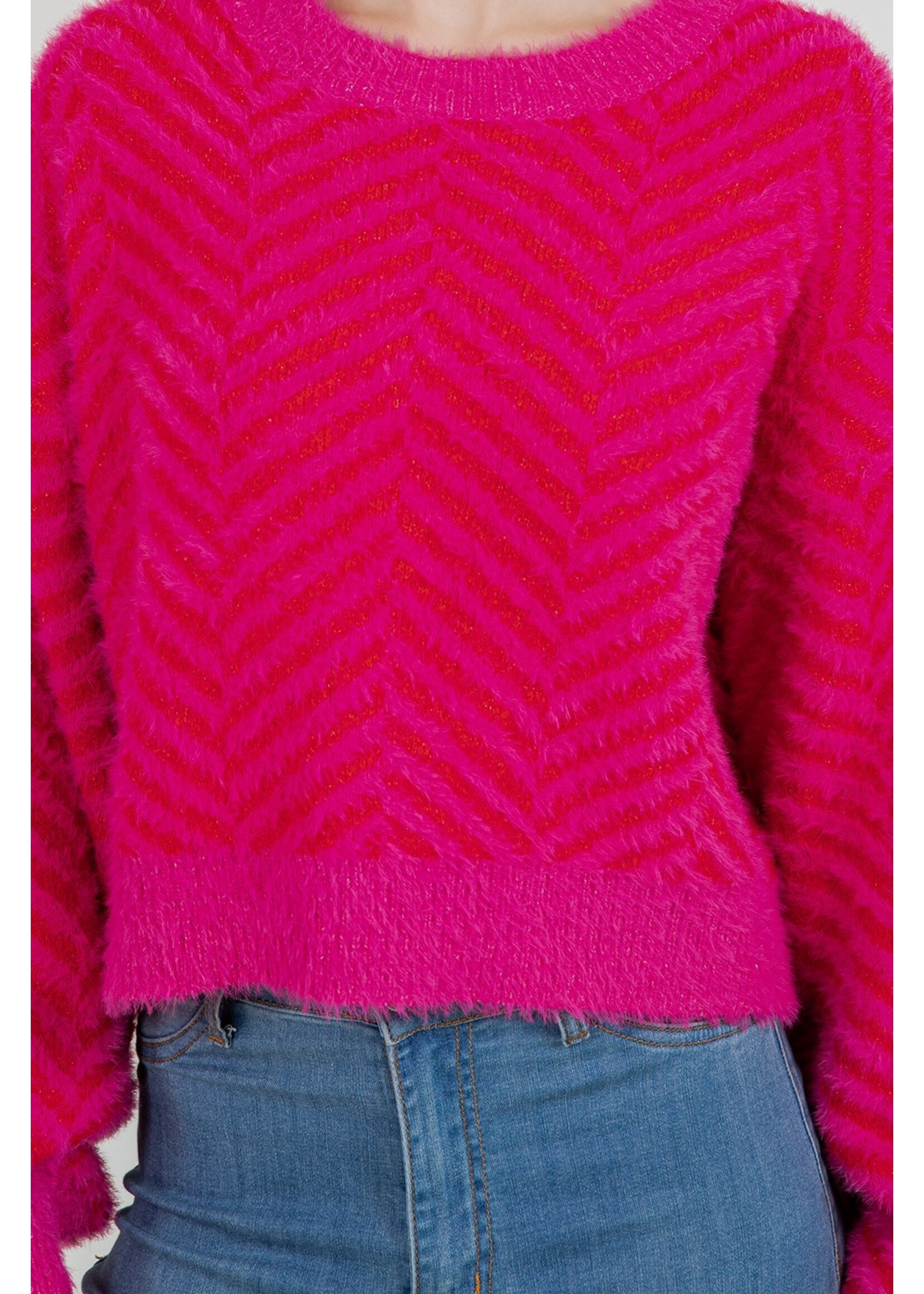 Dreamers ZigZag Fluffy Stripe Sweater - K5406-B