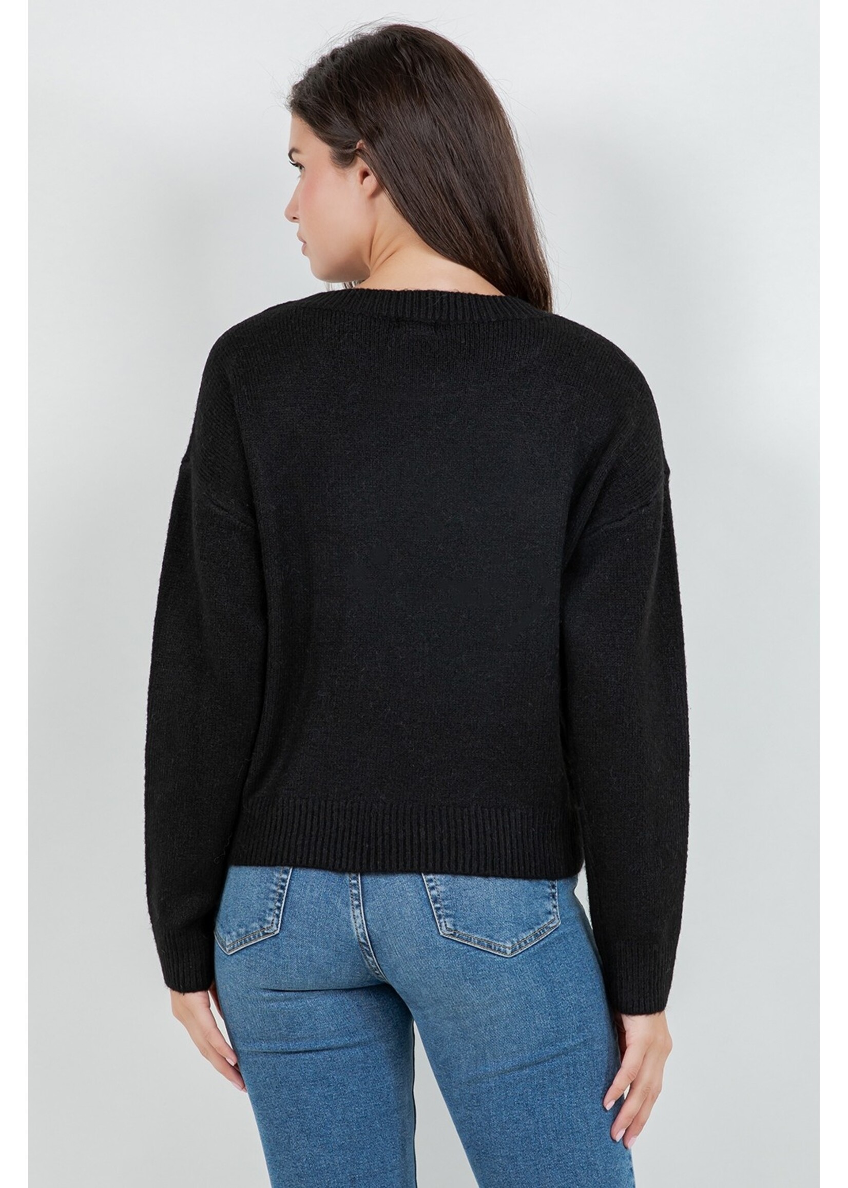 Dreamers Denim Patch Star Knit Sweater - Y8132-B