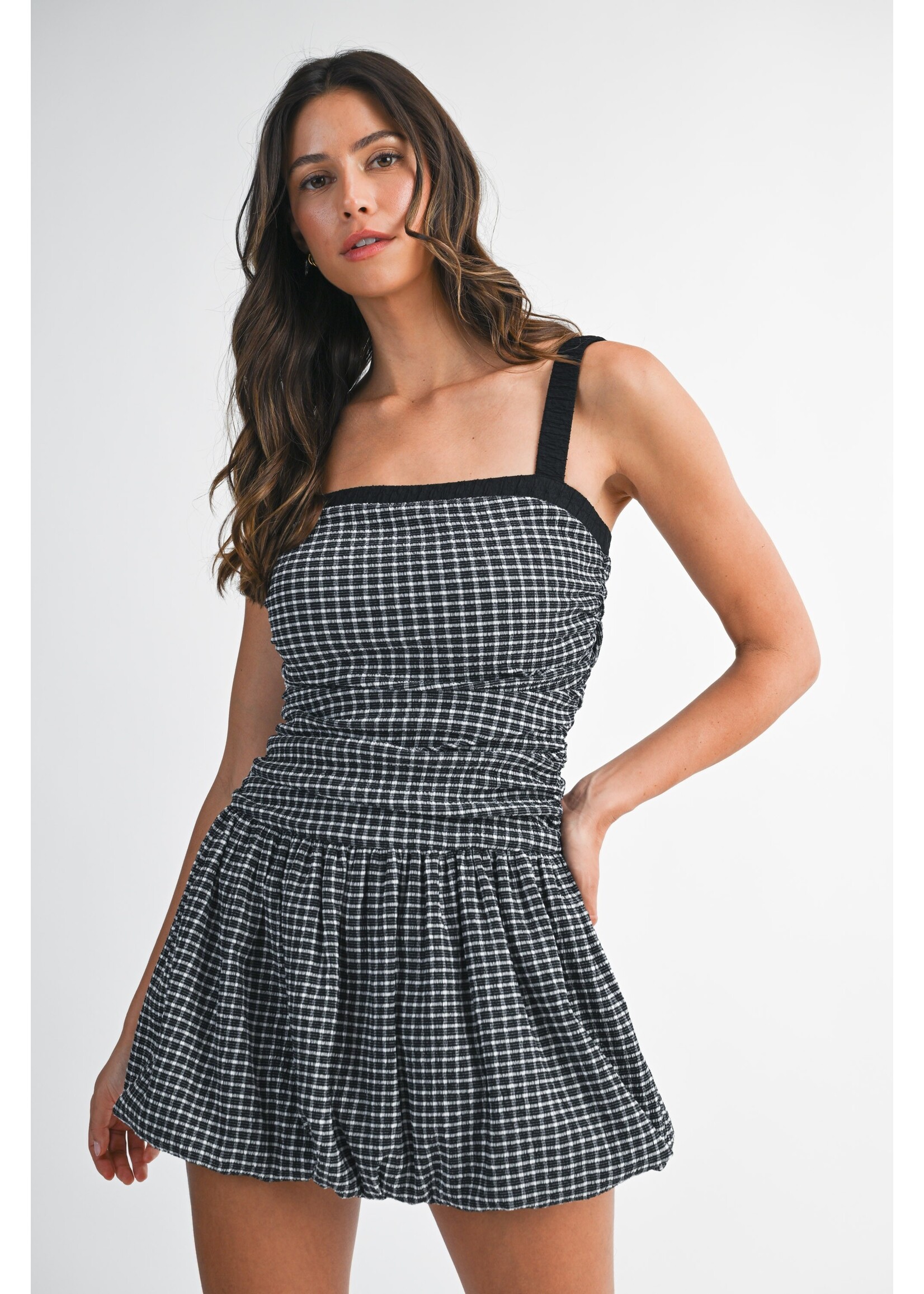 Mable Gingham Balloon Mini Dress - MD5890A