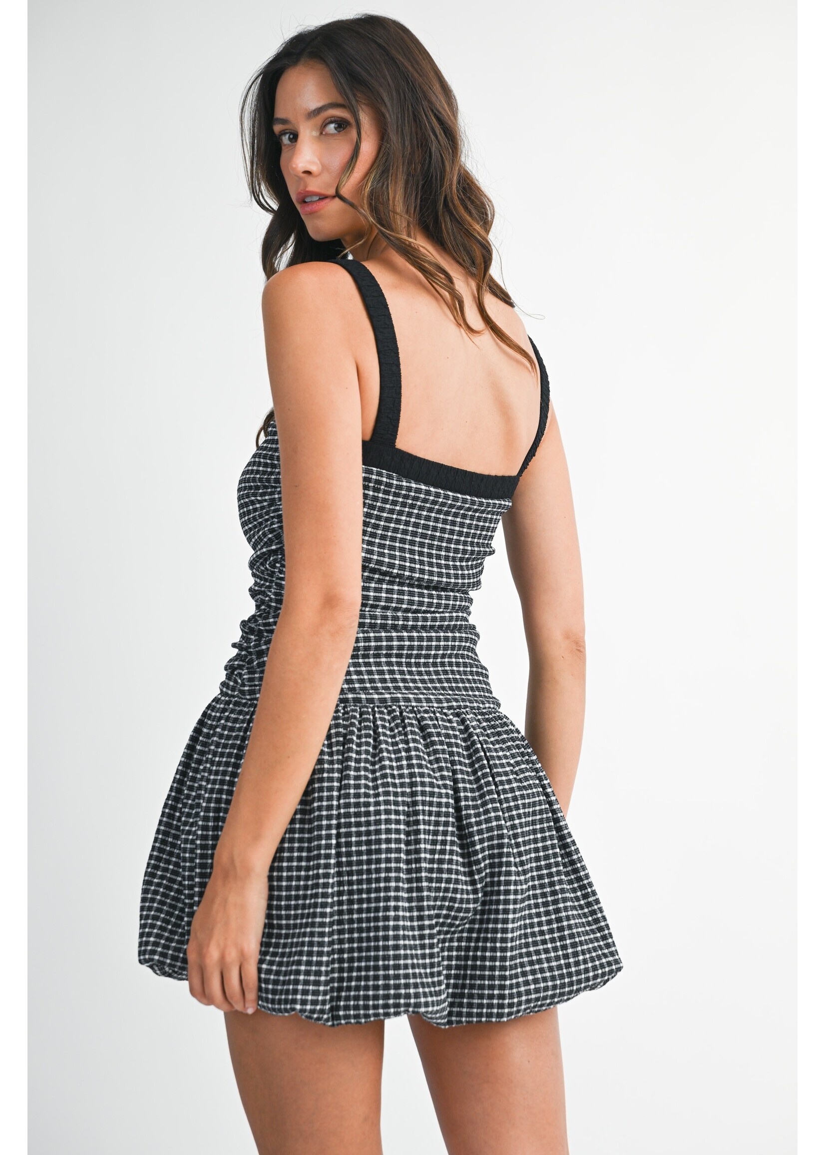 Mable Gingham Balloon Mini Dress - MD5890A