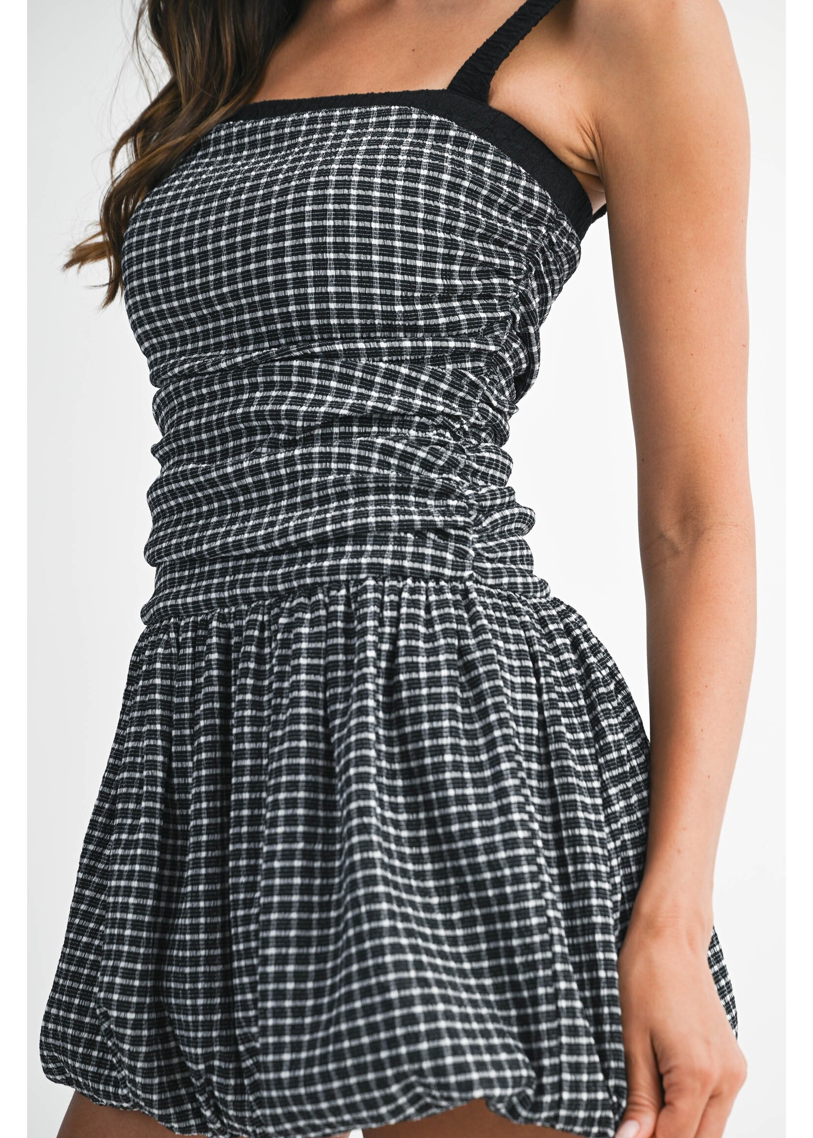 Mable Gingham Balloon Mini Dress - MD5890A