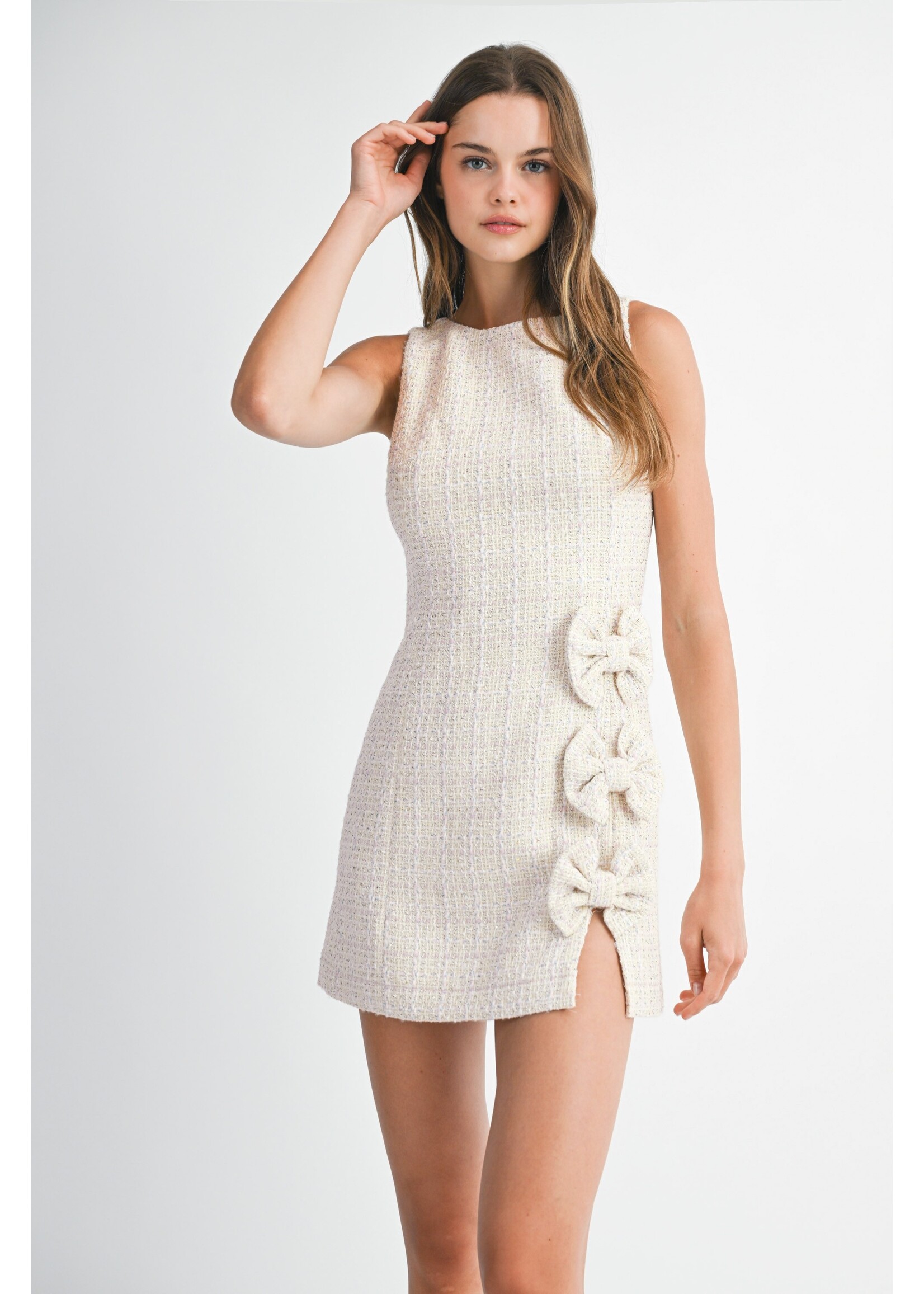 Mable Bow Detail Side Slit Mini - MD5077A