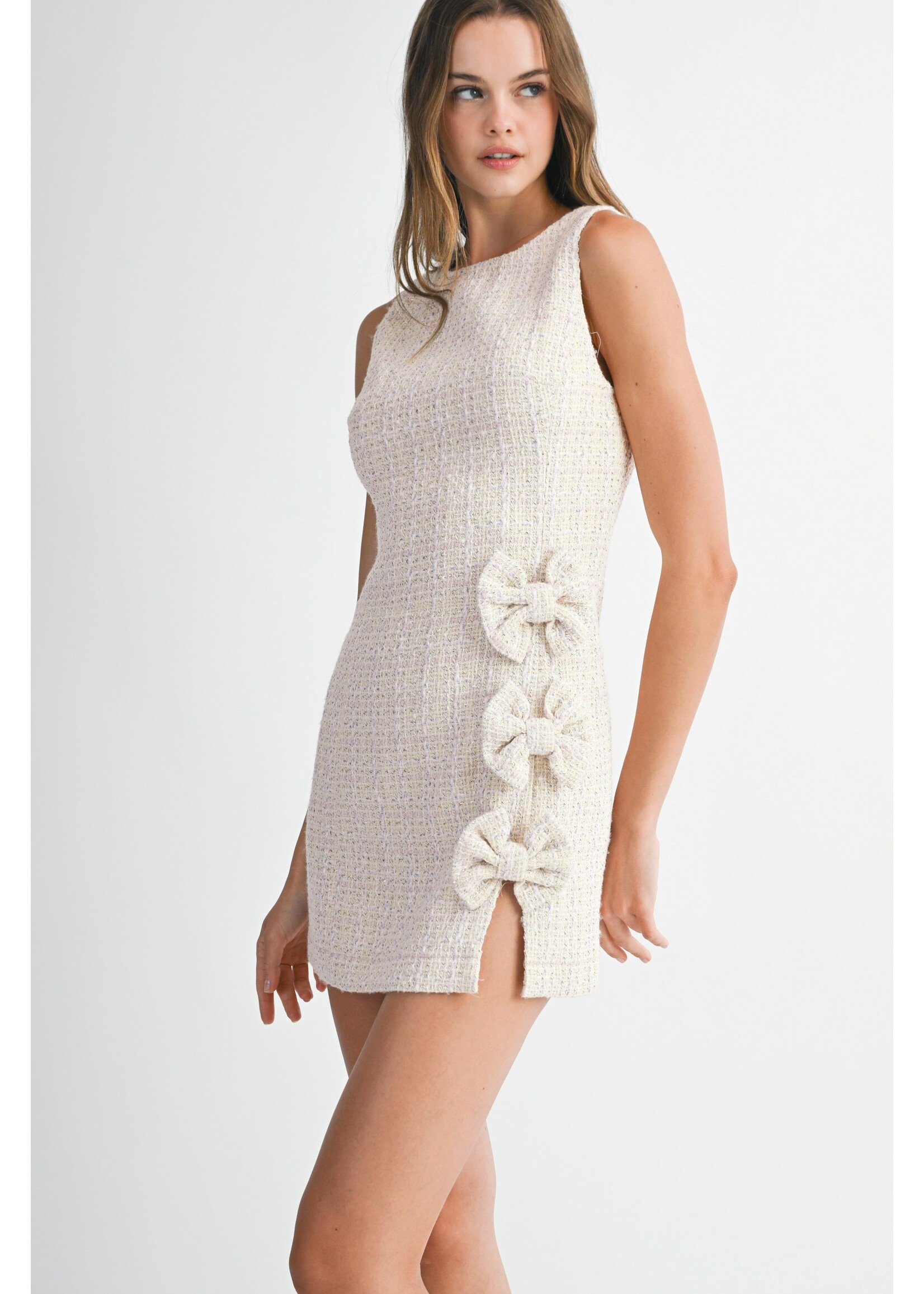 Mable Bow Detail Side Slit Mini - MD5077A