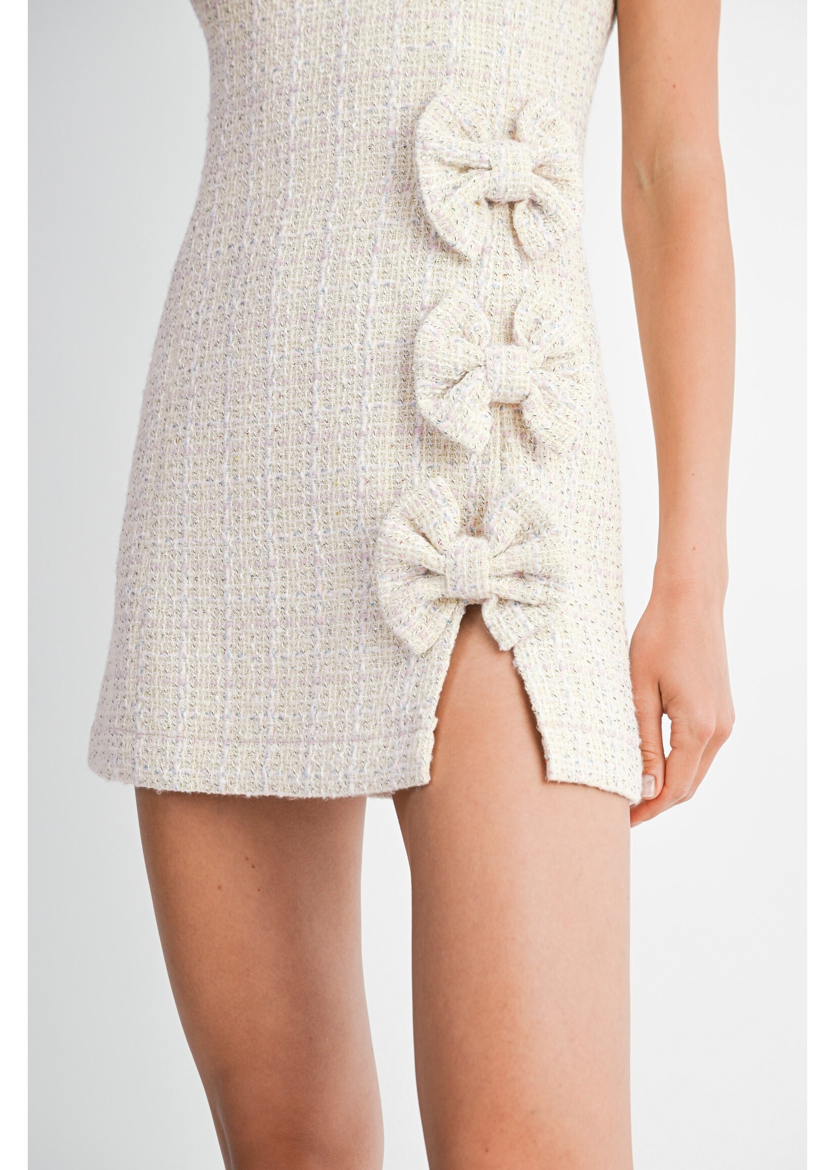Mable Bow Detail Side Slit Mini - MD5077A