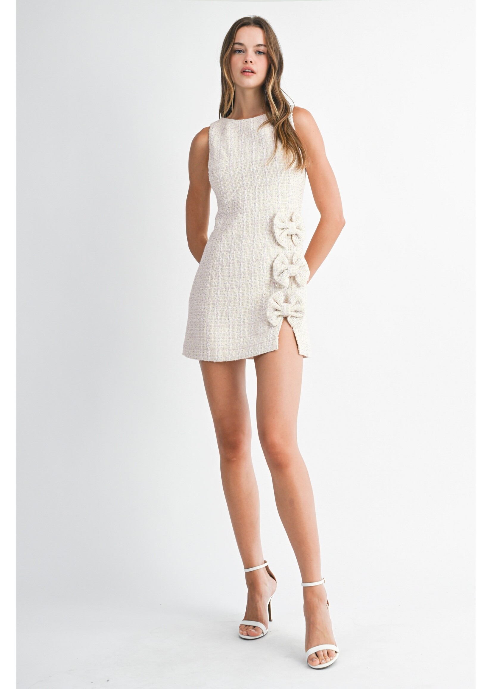 Mable Bow Detail Side Slit Mini - MD5077A