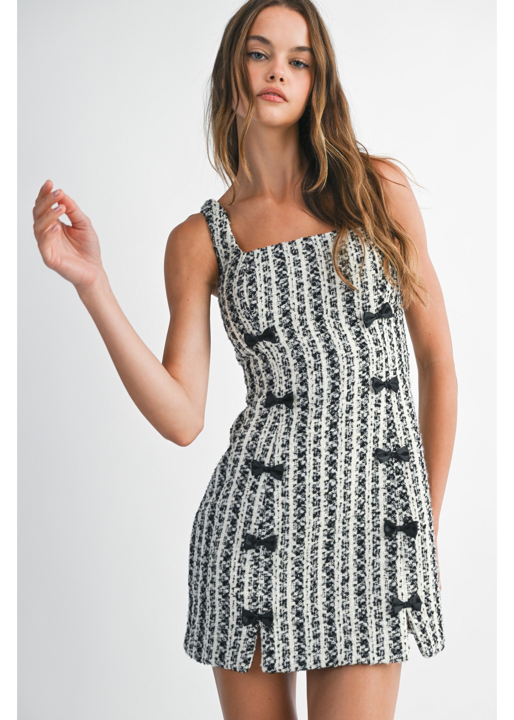Mable Tweed Mini Dress with Bows - MD5950