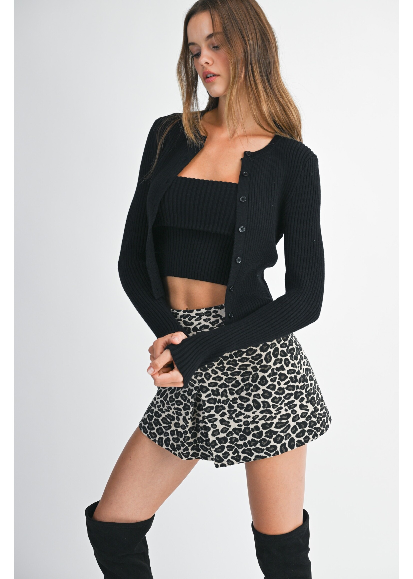Mable Rib Knit Sweater Cardigan SET - MST8270