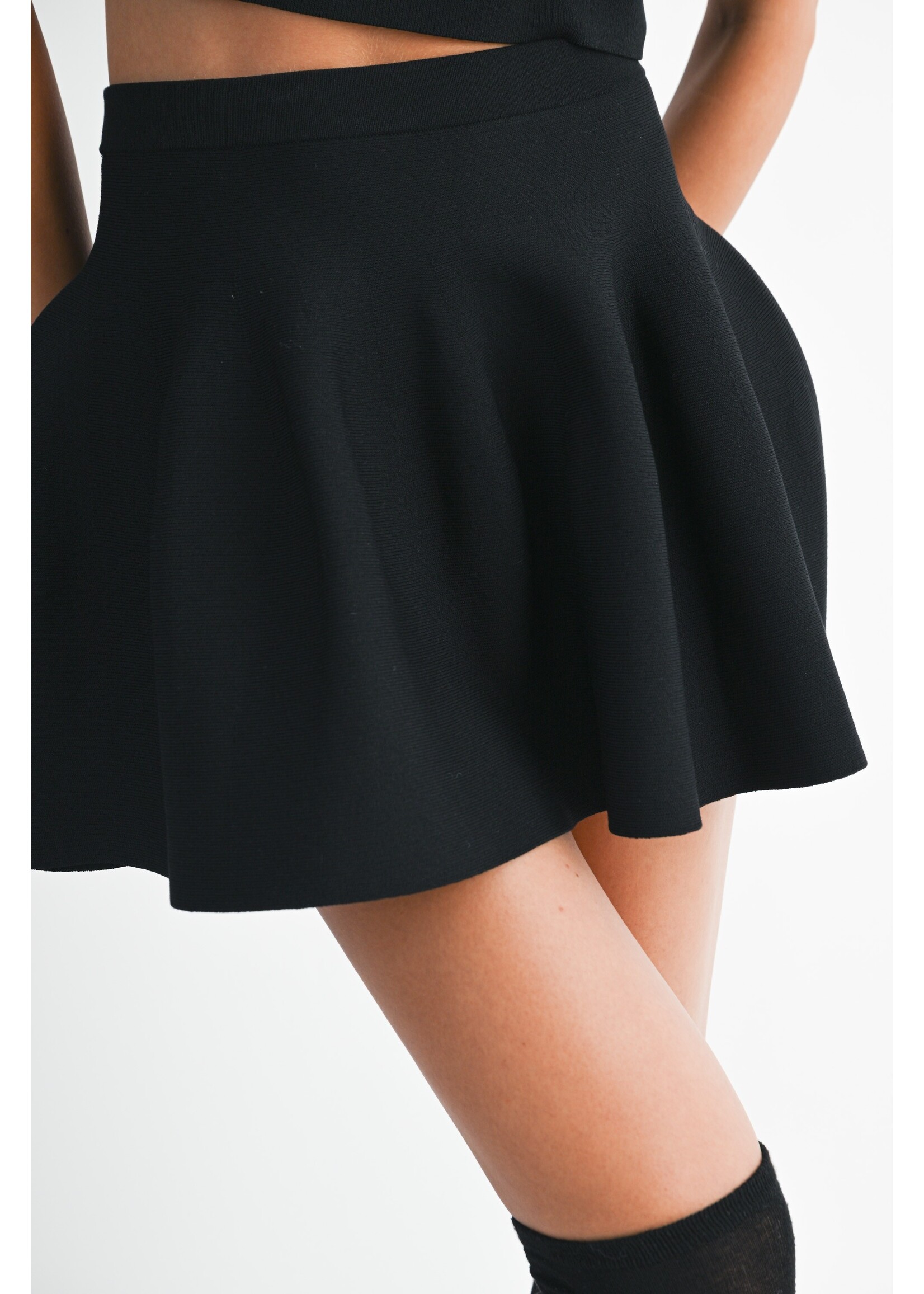 Mable Contrast Lace Collar Knit Top And Mini Skirt Set - MST8521