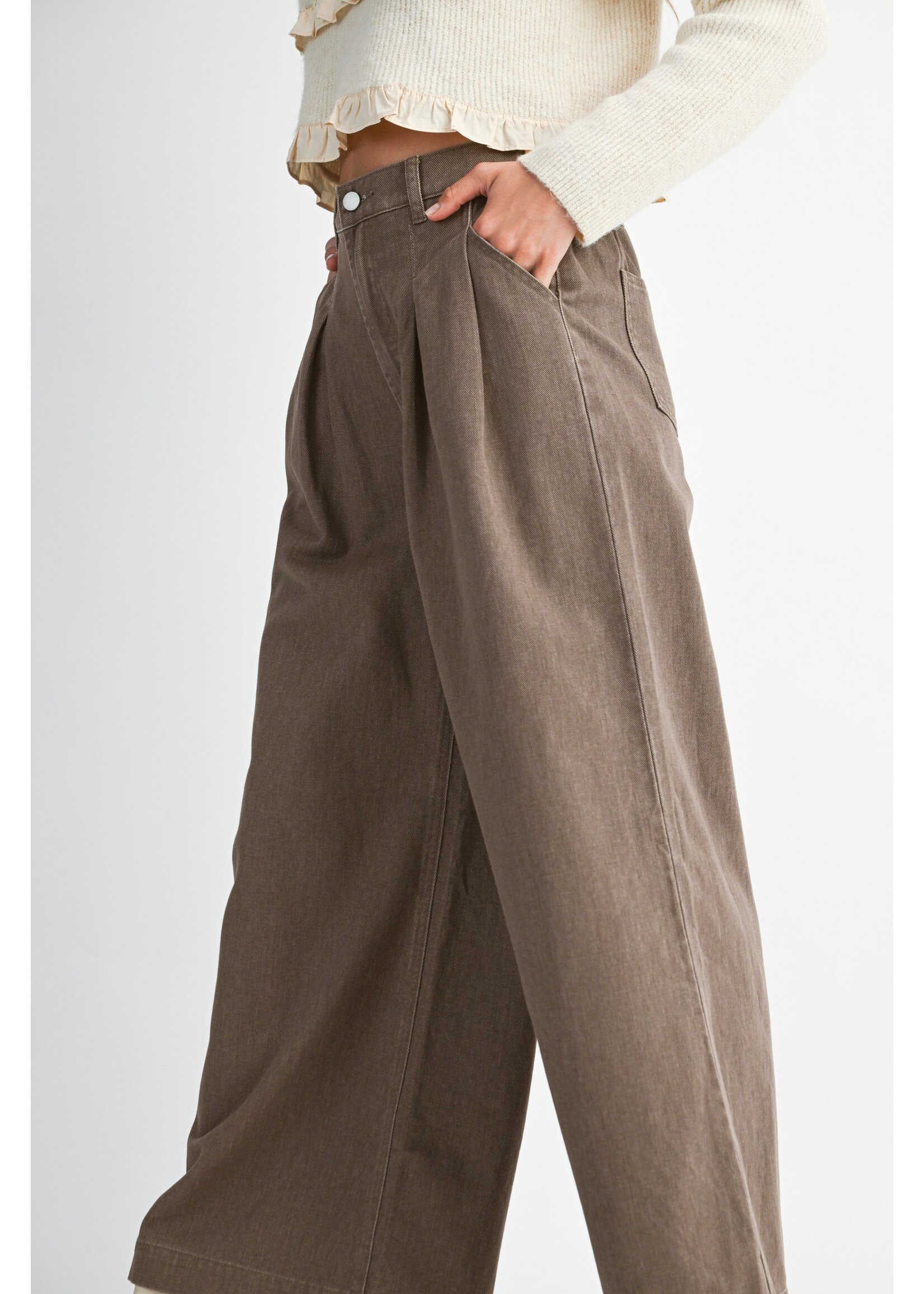 Mable Pleated Wide Leg Washed Colored Jeans - MP6220A