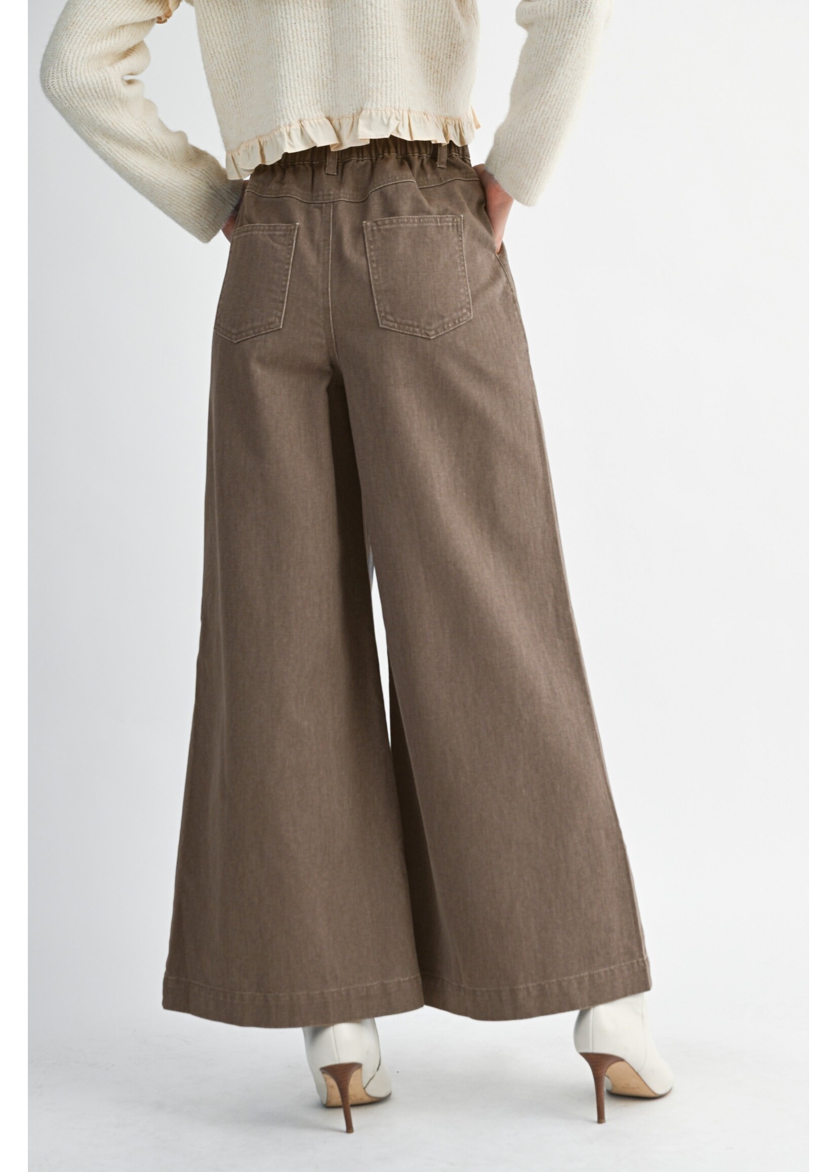 Mable Pleated Wide Leg Washed Colored Jeans - MP6220A