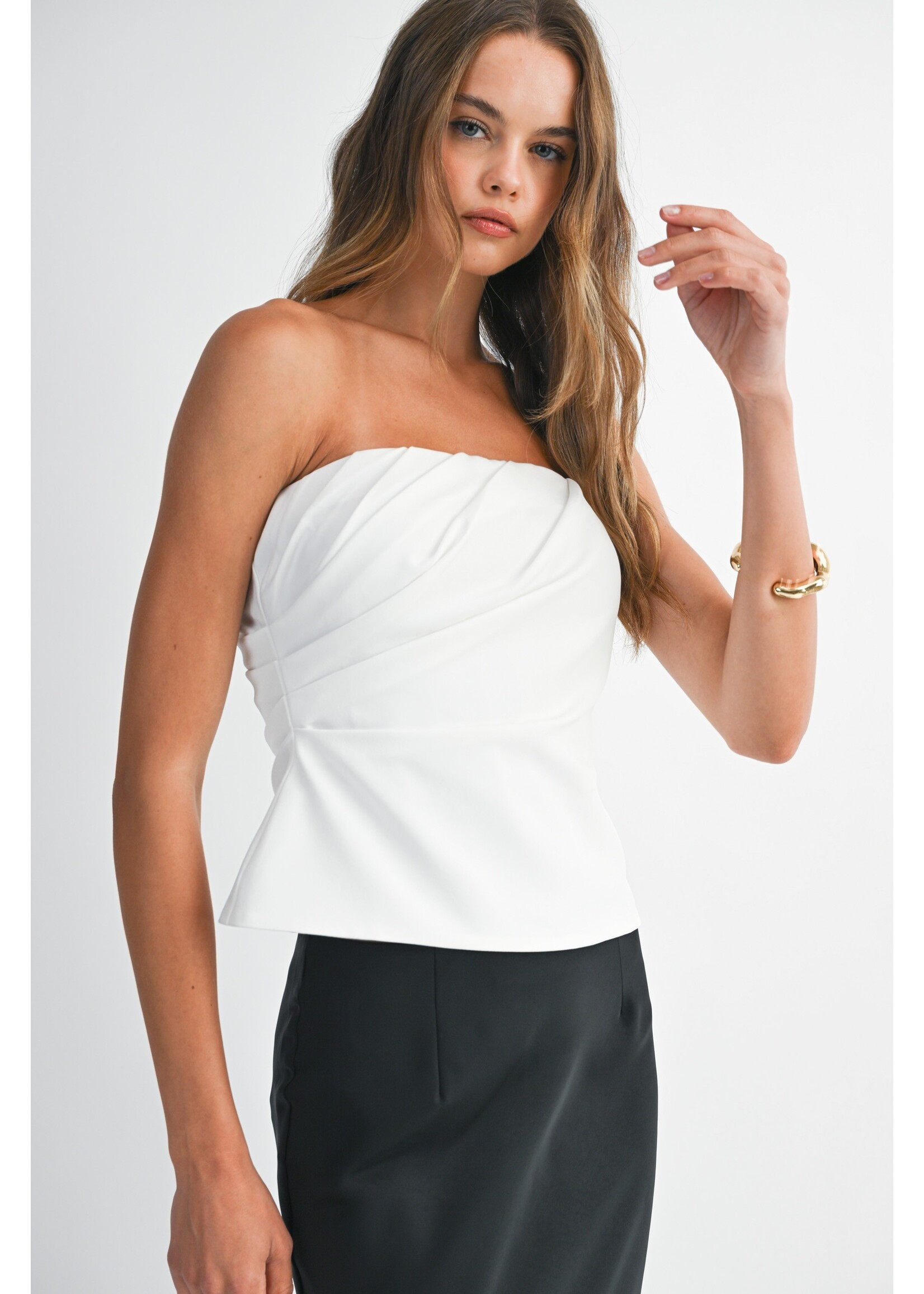 Mable Strapless Ruched Draped Tube Top - MT2215