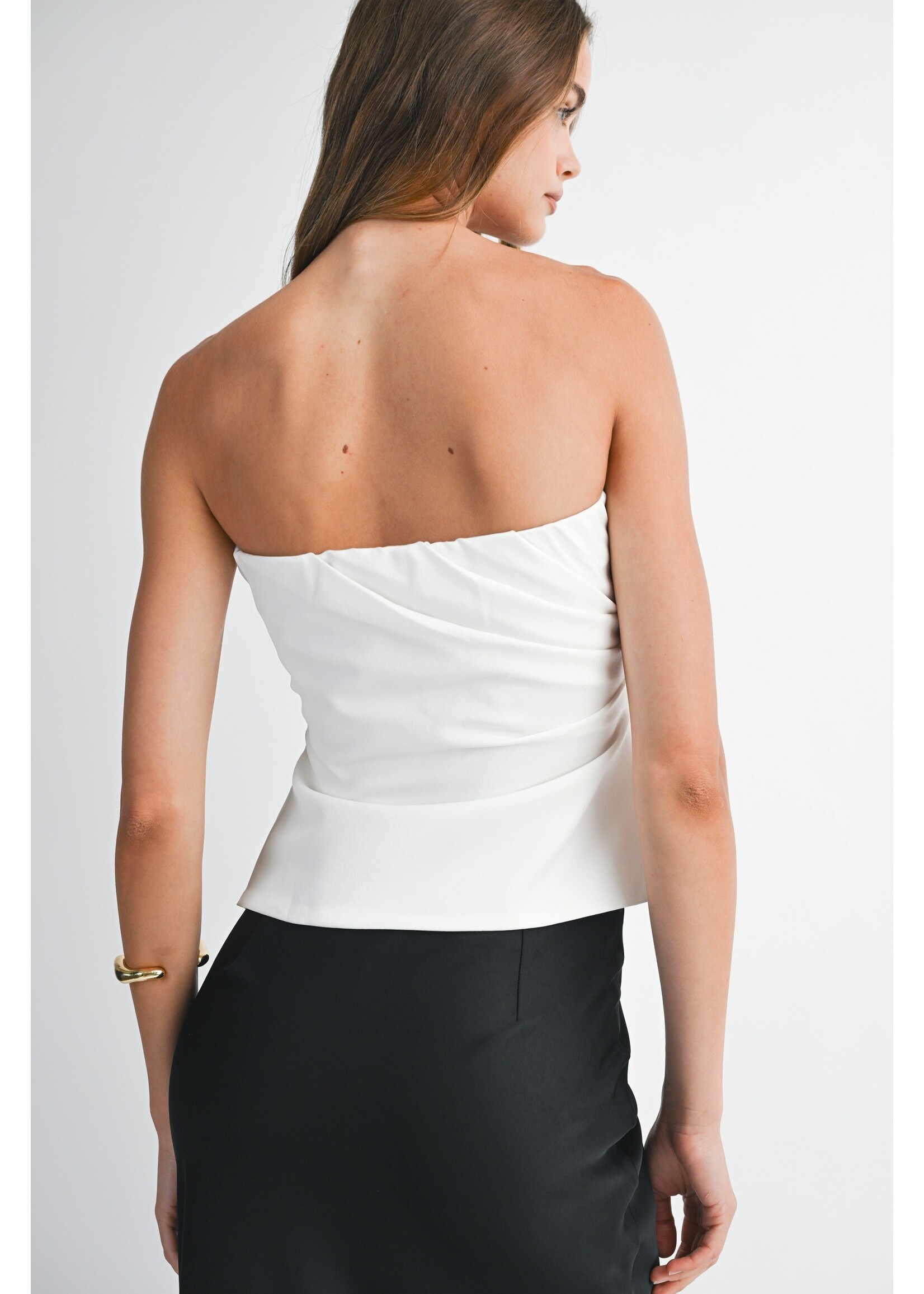 Mable Strapless Ruched Draped Tube Top - MT2215