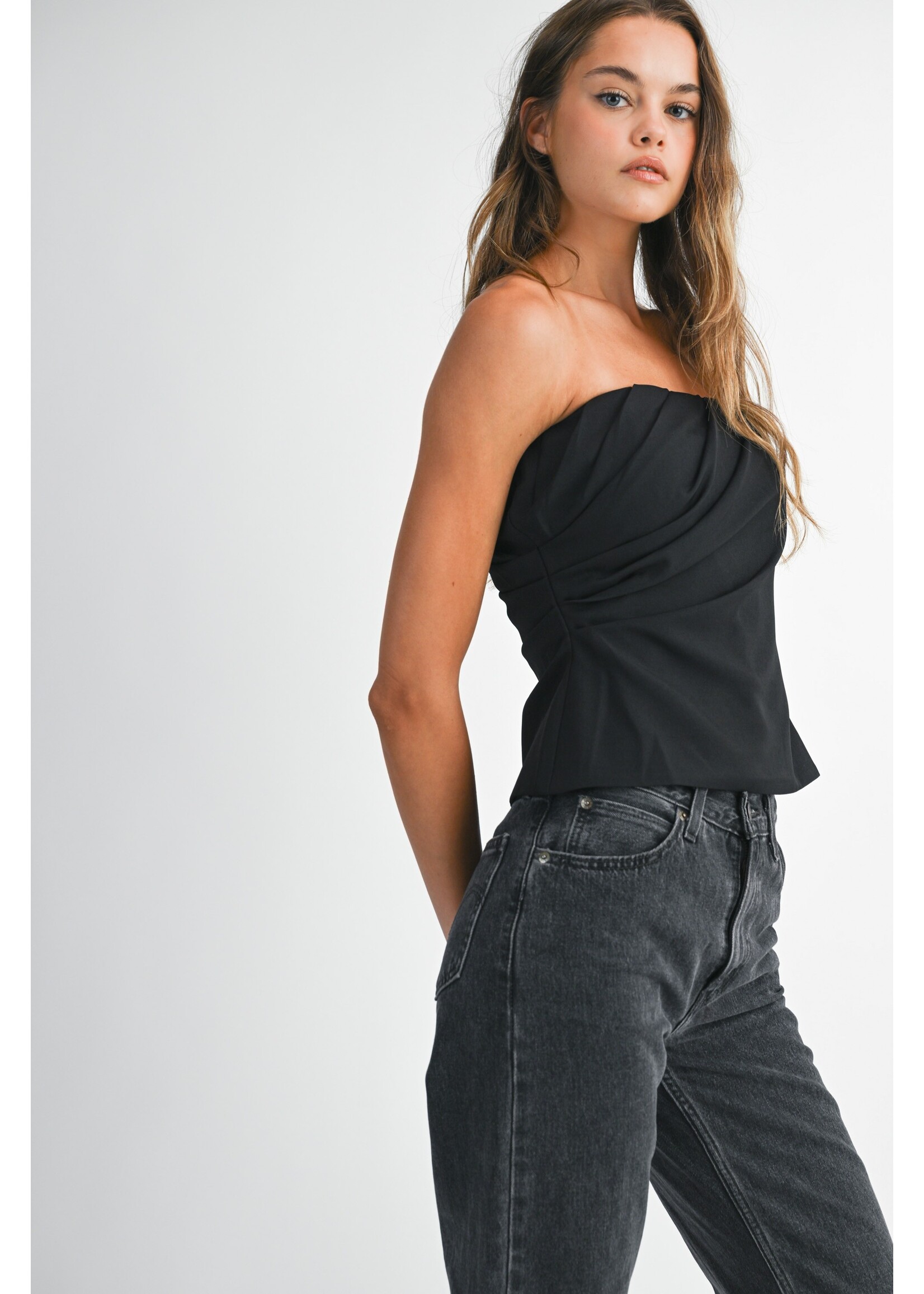 Mable Strapless Ruched Draped Tube Top - MT2215