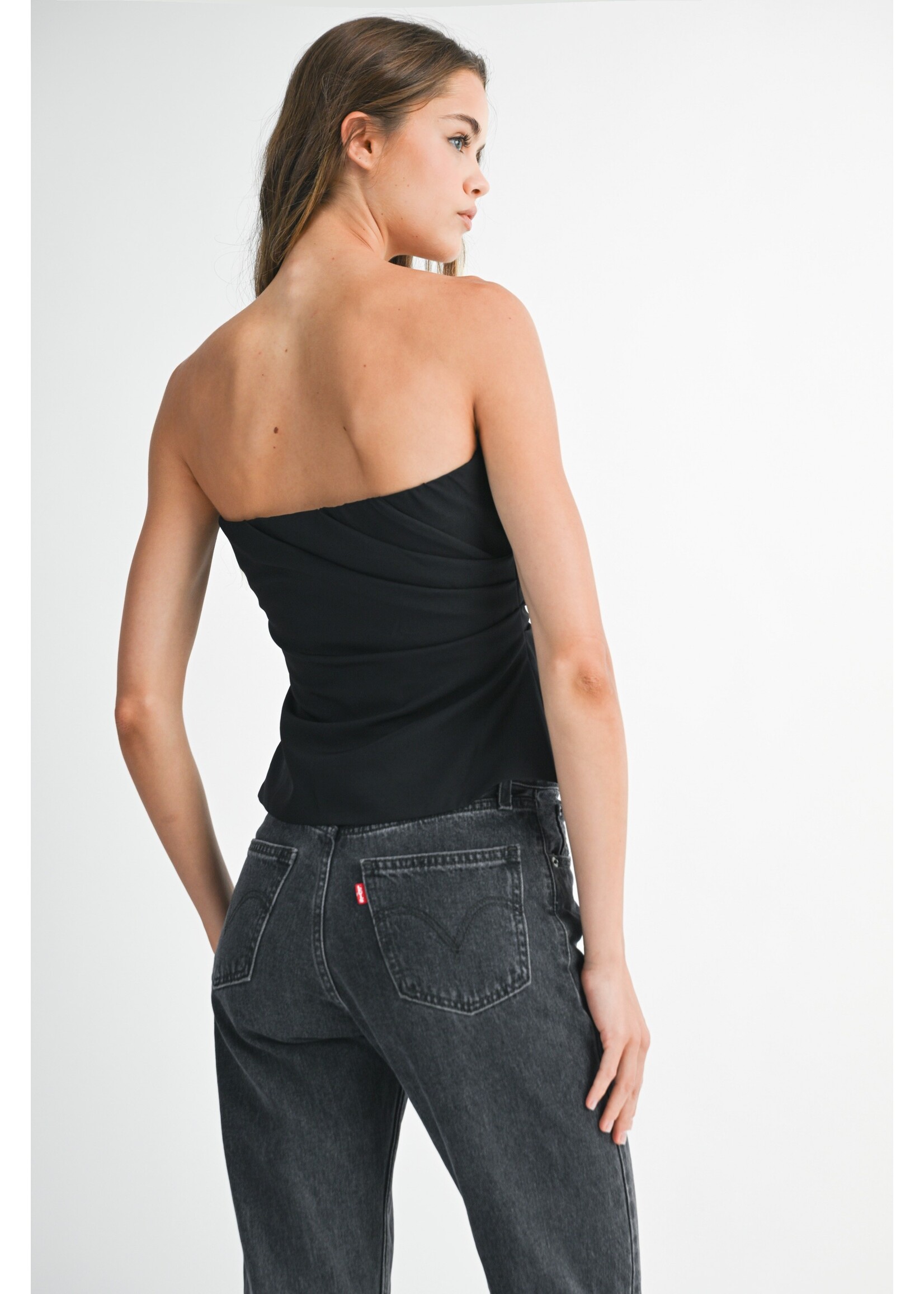 Mable Strapless Ruched Draped Tube Top - MT2215