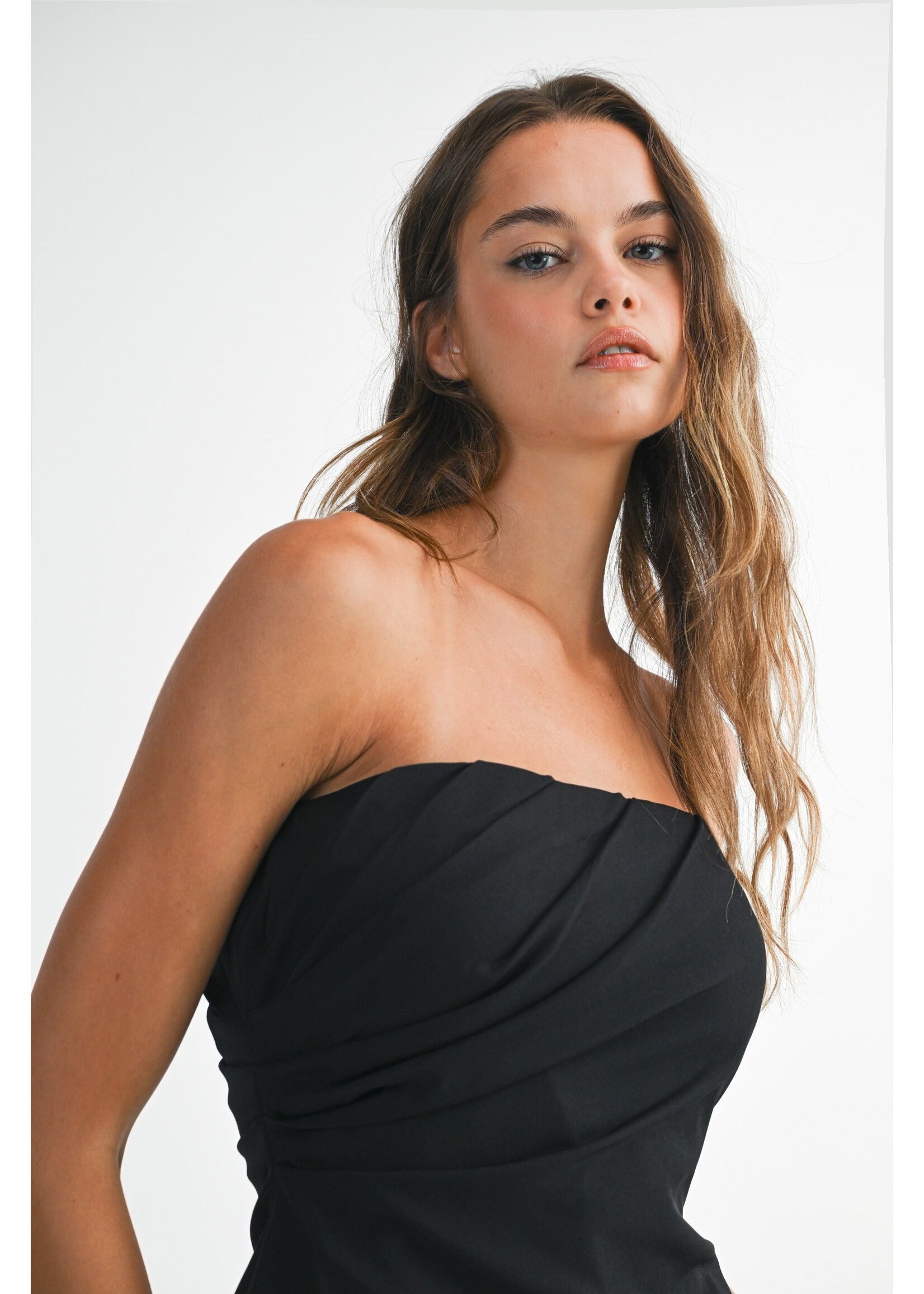 Mable Strapless Ruched Draped Tube Top - MT2215