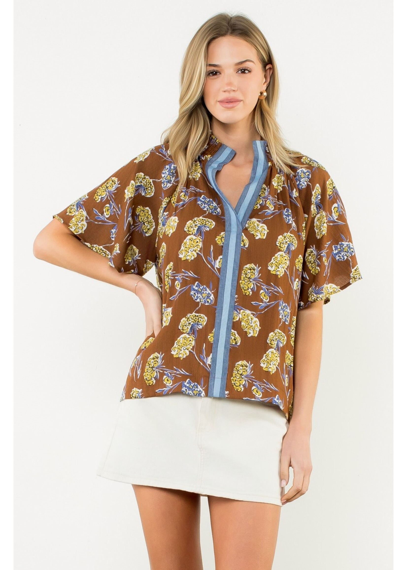THML Flower Print Short Sleeve Top - WCT3303