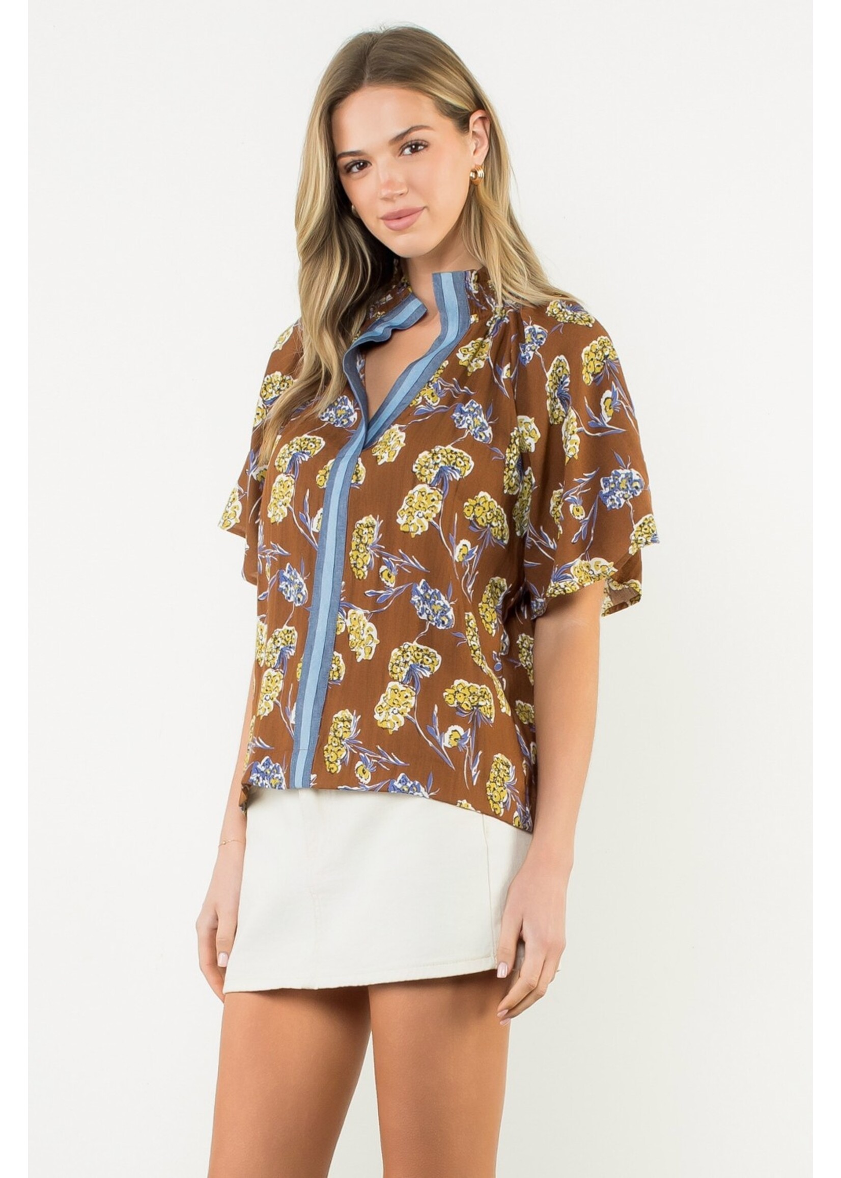 THML Flower Print Short Sleeve Top - WCT3303
