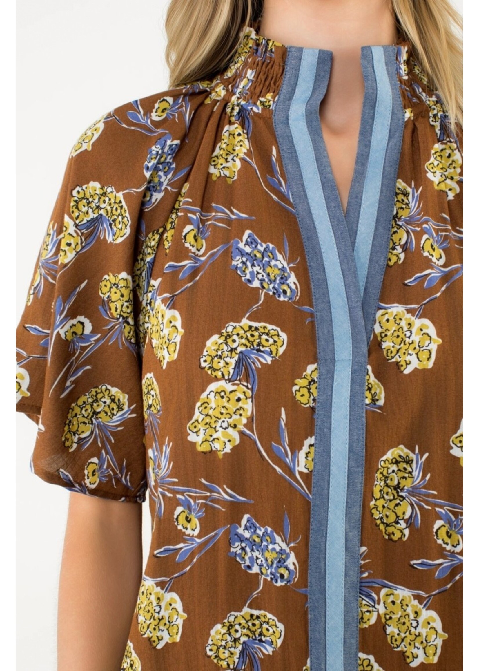 THML Flower Print Short Sleeve Top - WCT3303