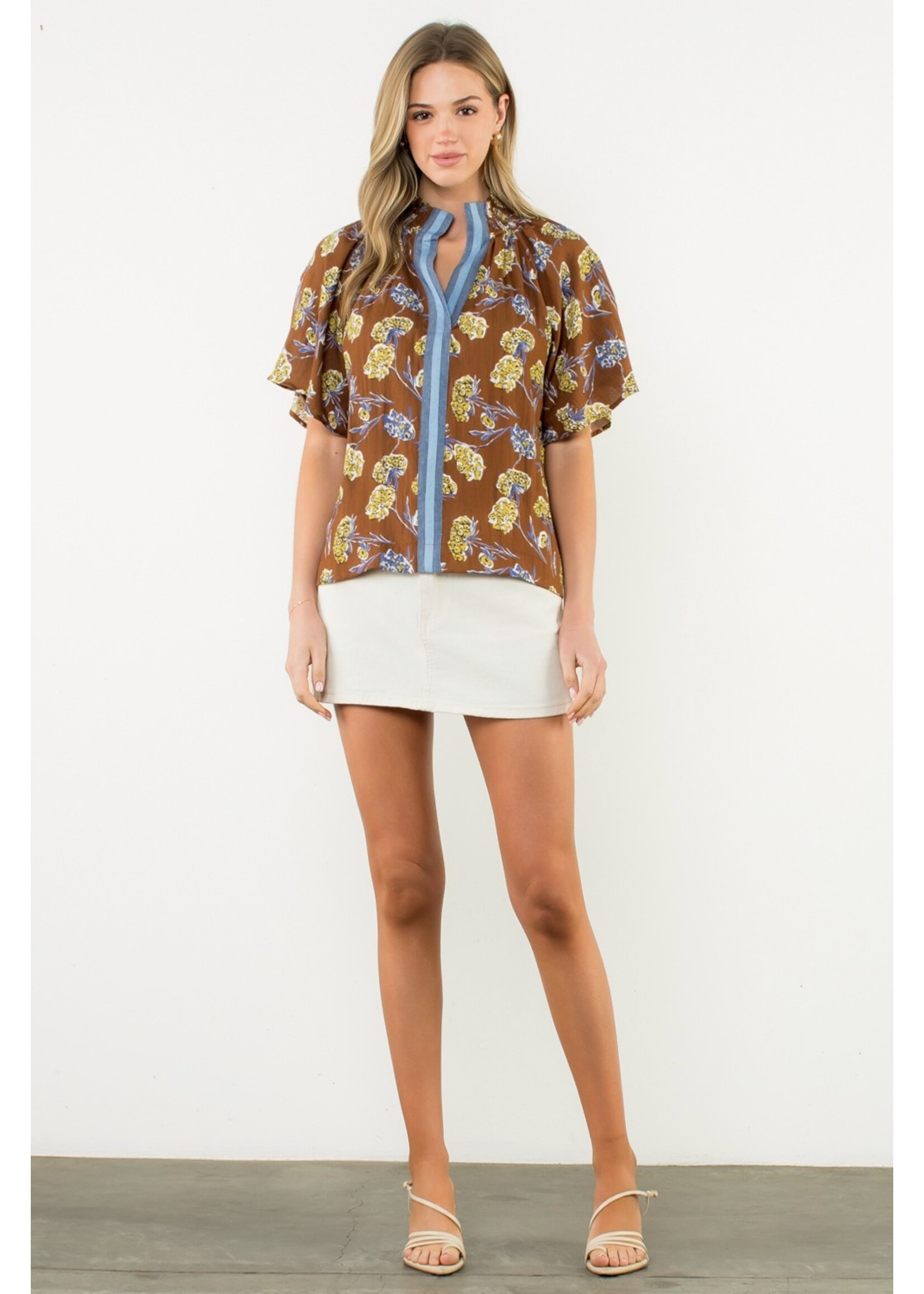 THML Flower Print Short Sleeve Top - WCT3303