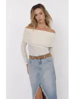 Sage The Label Roadhouse Jacquard Knit Off the Shoulder Top - LH3278