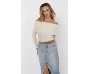 Roadhouse Jacquard Knit Off the Shoulder Top - LH3278 - Meo's Suite