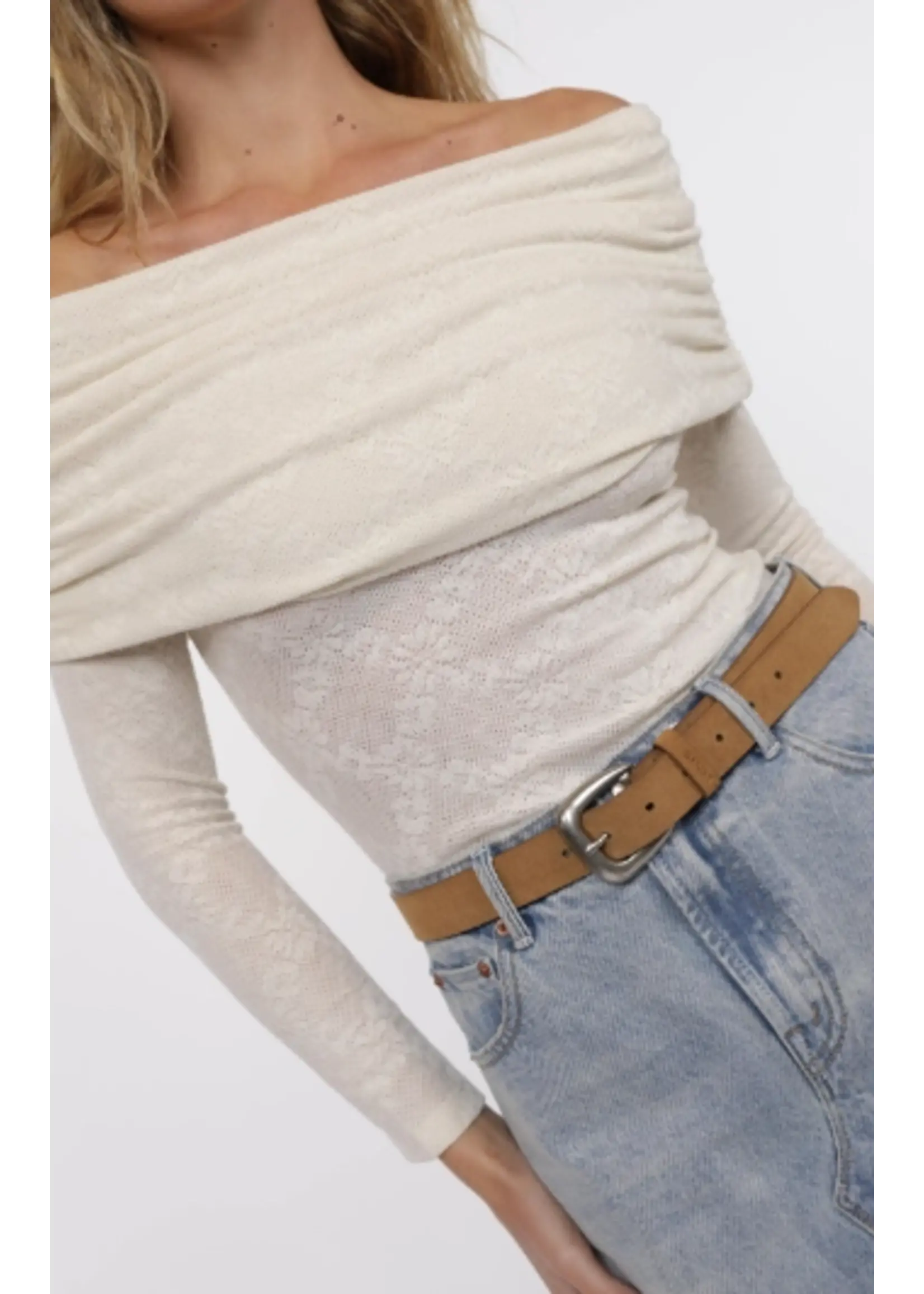 Sage The Label Roadhouse Jacquard Knit Off the Shoulder Top - LH3278