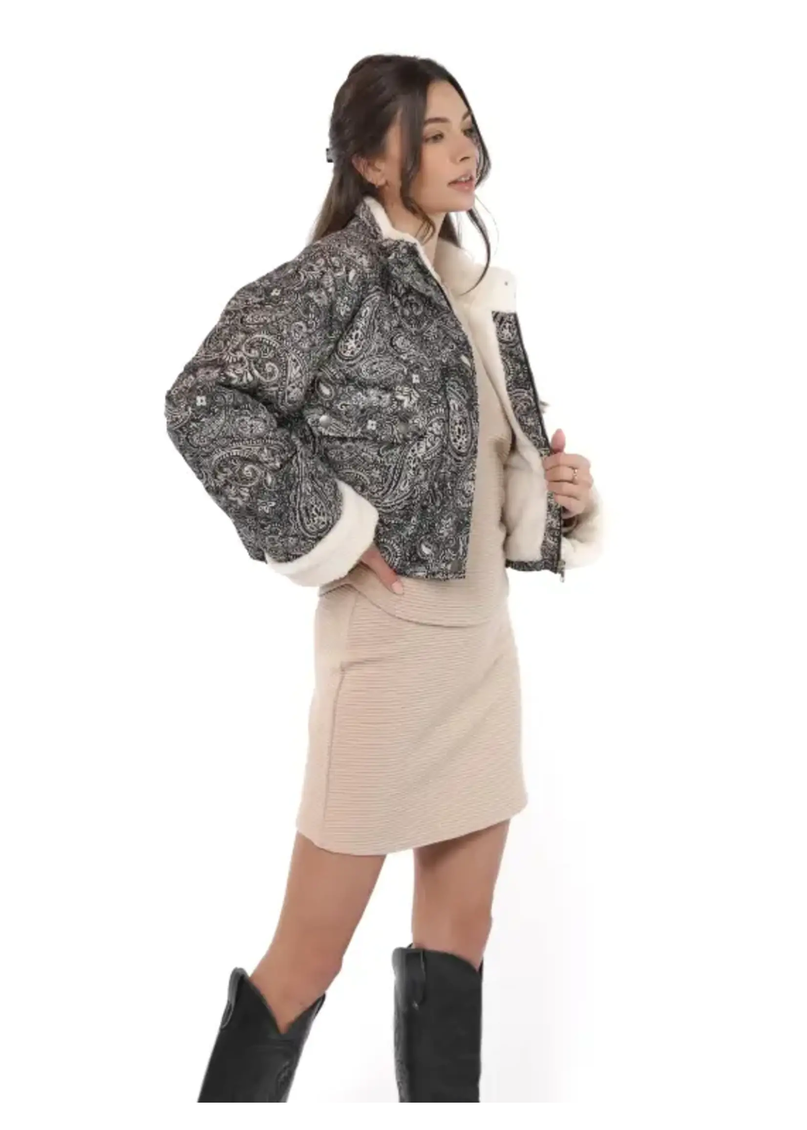 Sadie & Sage Cool Girl Quilted Puffer Sherpa Lined Jacket - AH3537