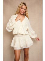Le Lis V-Neck Waist Smocked and Ruffle Detail Romper - BM1351