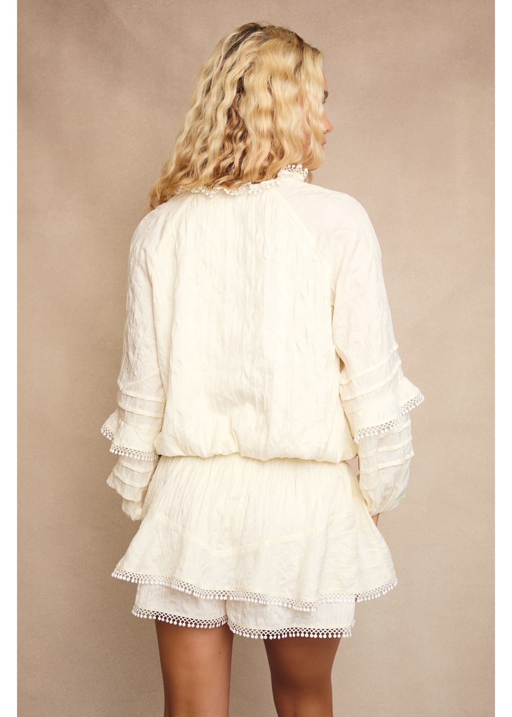 Le Lis V-Neck Waist Smocked and Ruffle Detail Romper - BM1351