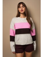Le Lis Crew Neck Rose Stripe Sweater - IWT5816