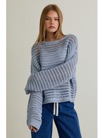 Le Lis Boat Neck Openwork Sweater Top - SWT3260