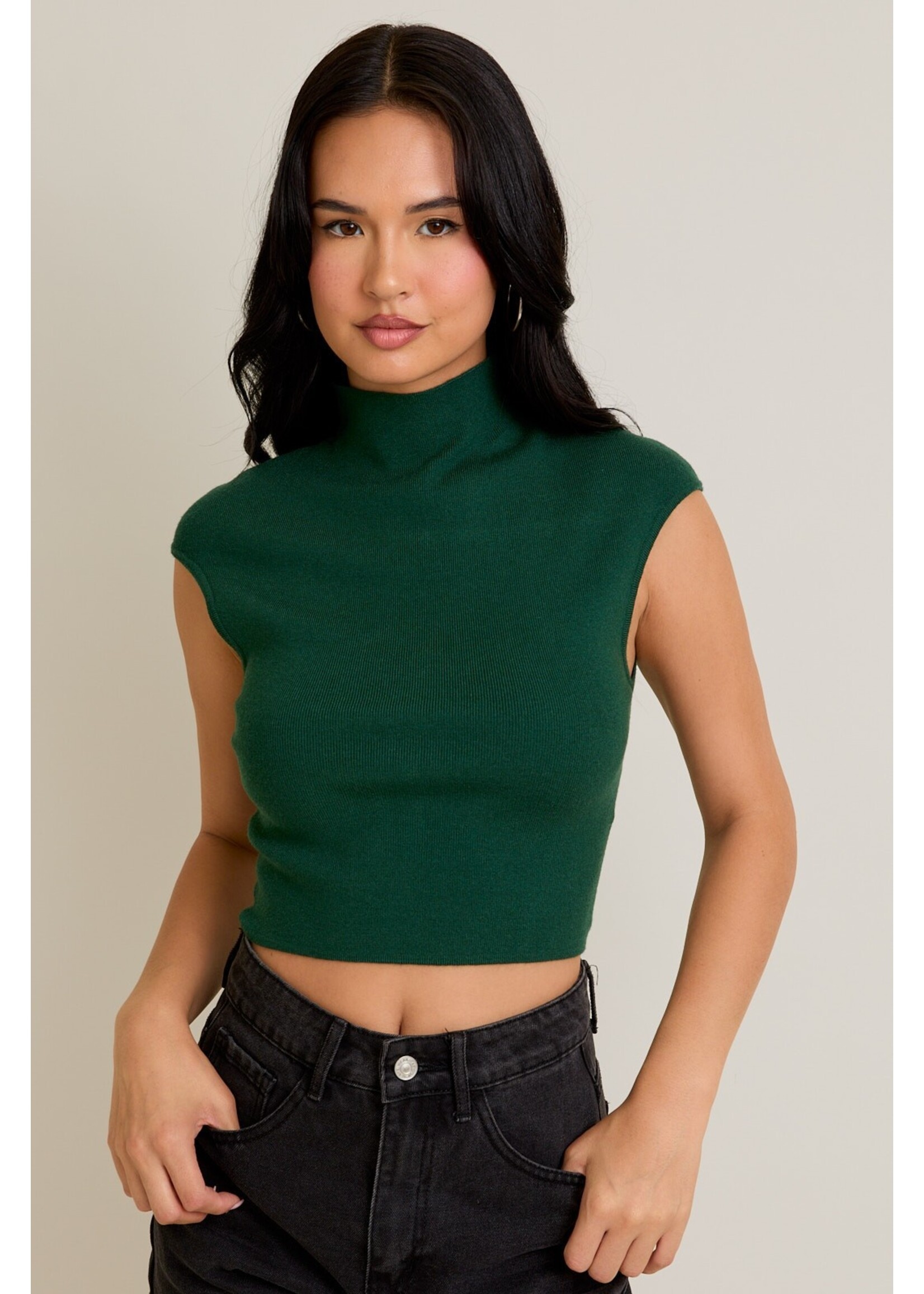 Le Lis High Neck Sleeveless Sweater Top - SWT9101