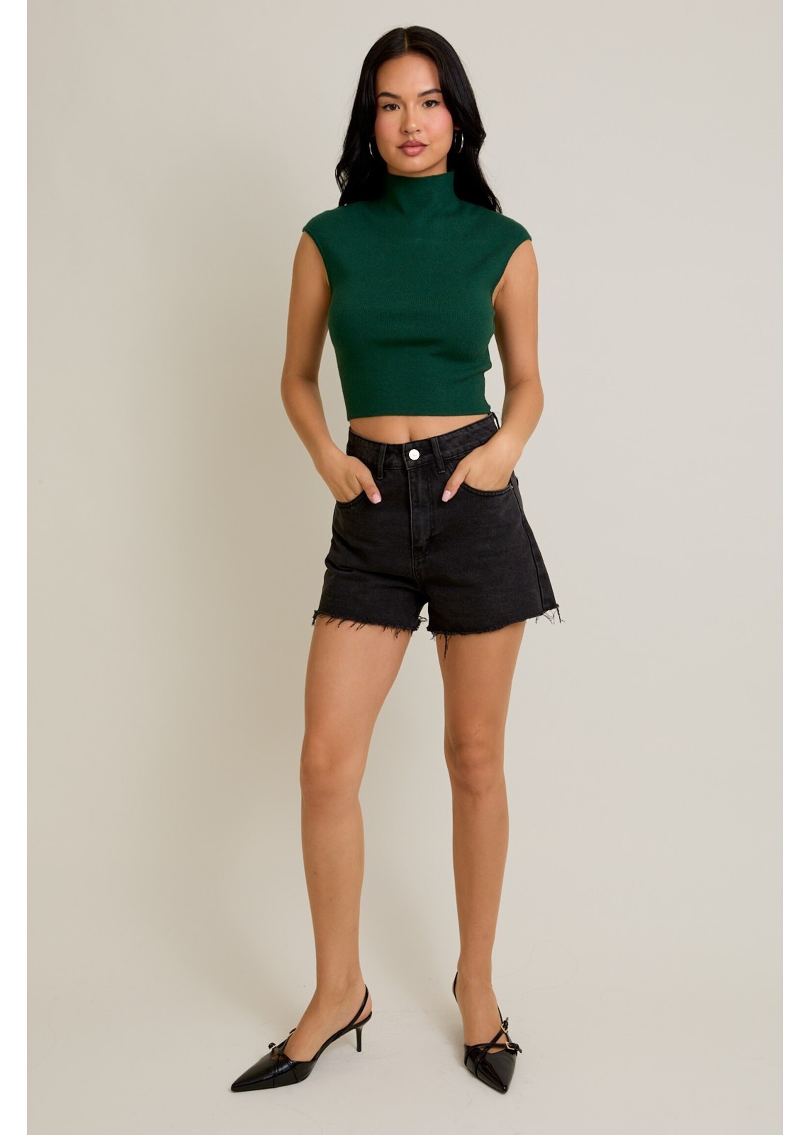 Le Lis High Neck Sleeveless Sweater Top - SWT9101