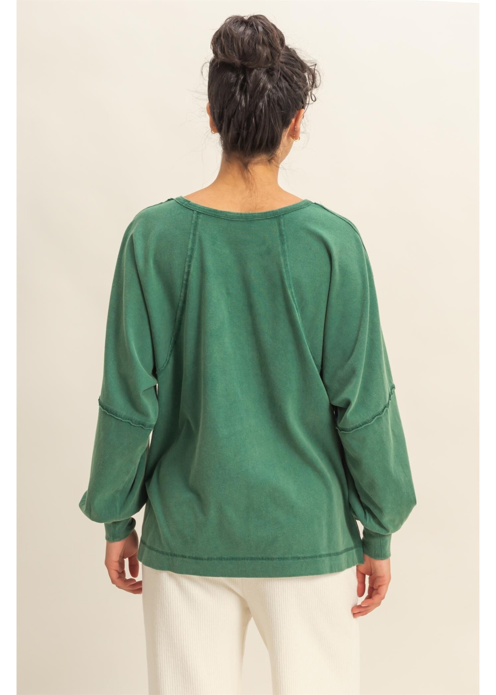 HYFVE Washed Oversized Long Sleeve Top With Slit - DZ25C921