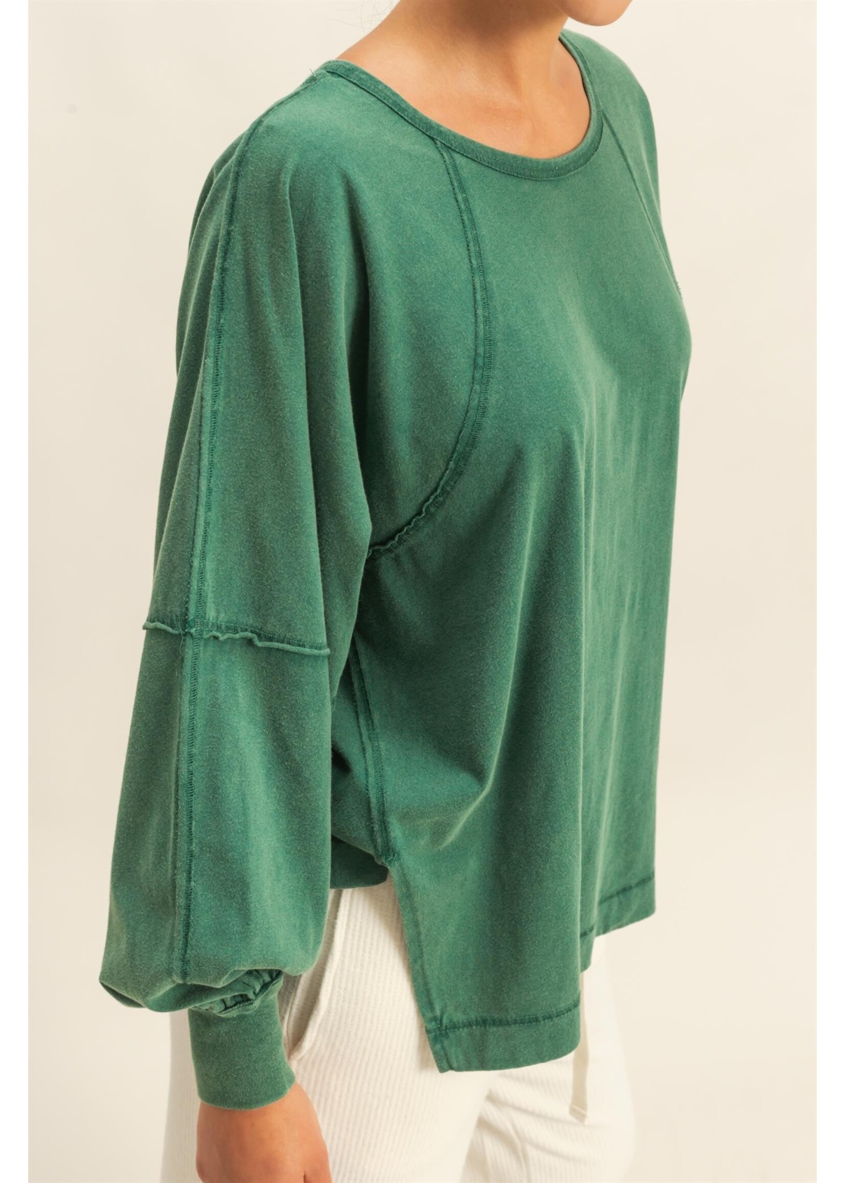 HYFVE Washed Oversized Long Sleeve Top With Slit - DZ25C921