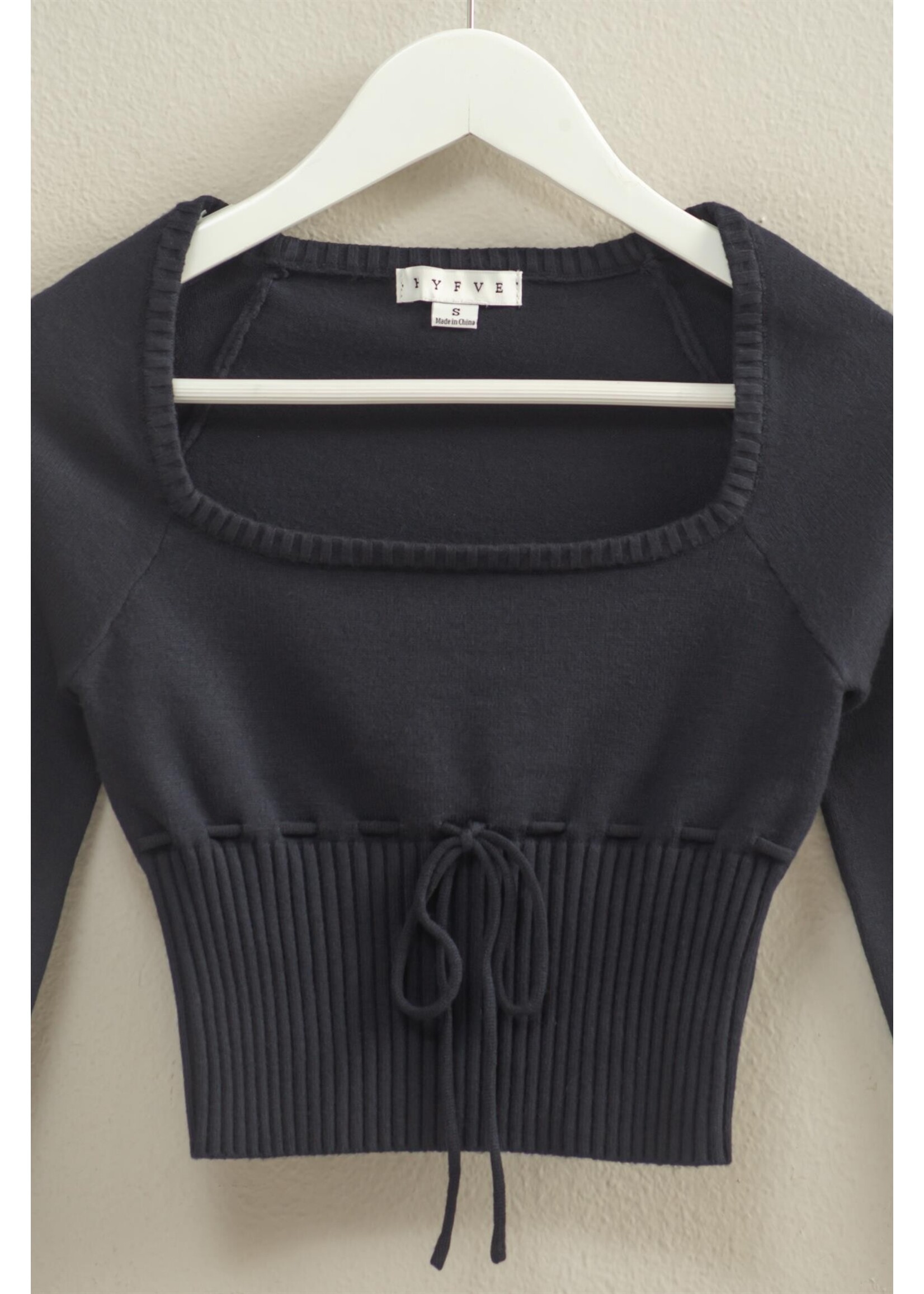 HYFVE Drawstring Detailed Sweater Crop Top - HF25E395