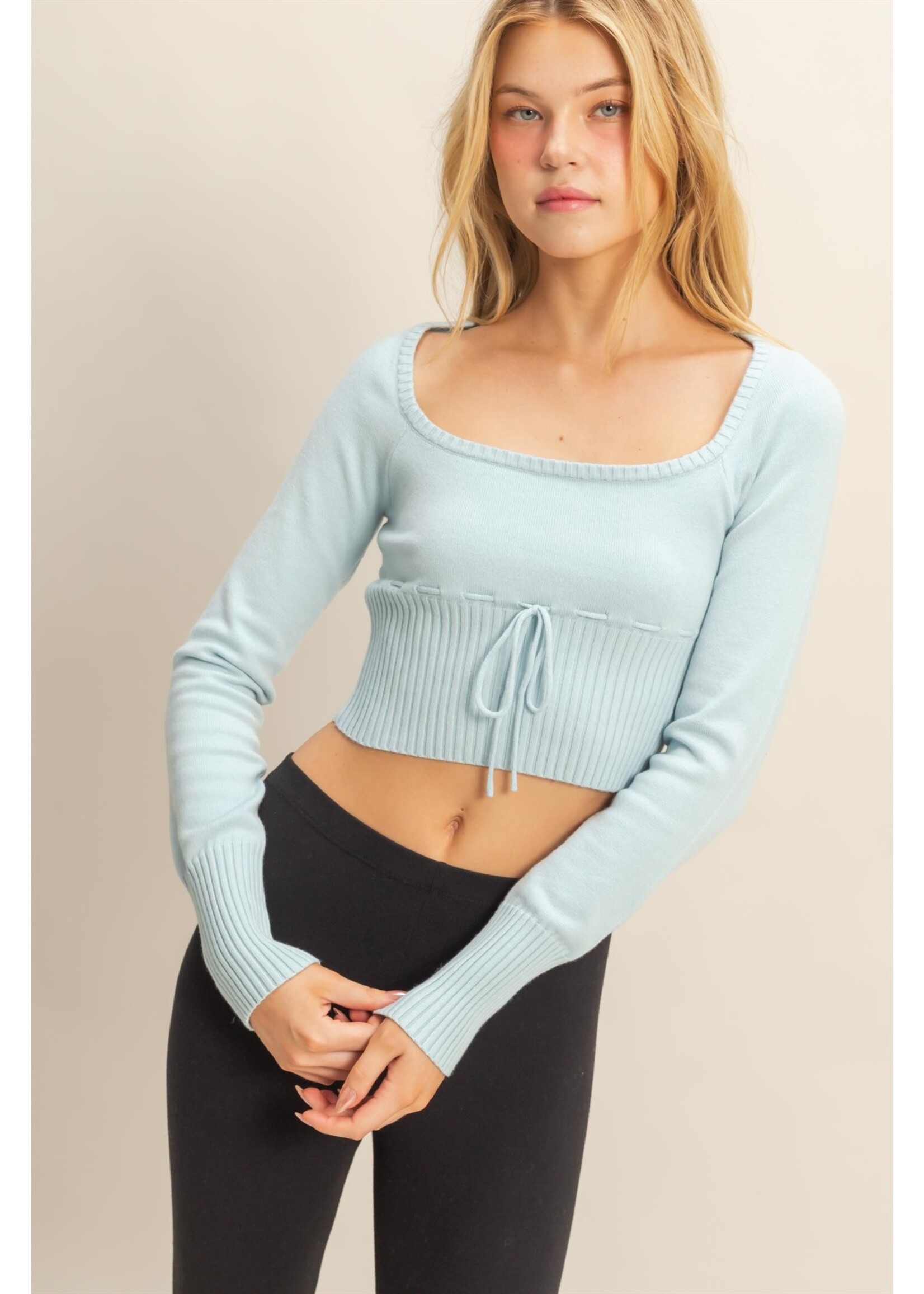 HYFVE Drawstring Detailed Sweater Crop Top - HF25E395