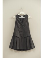 HYFVE V-Neck Buttoned Waistcoat Pleated Skirt Dress - HF25F002