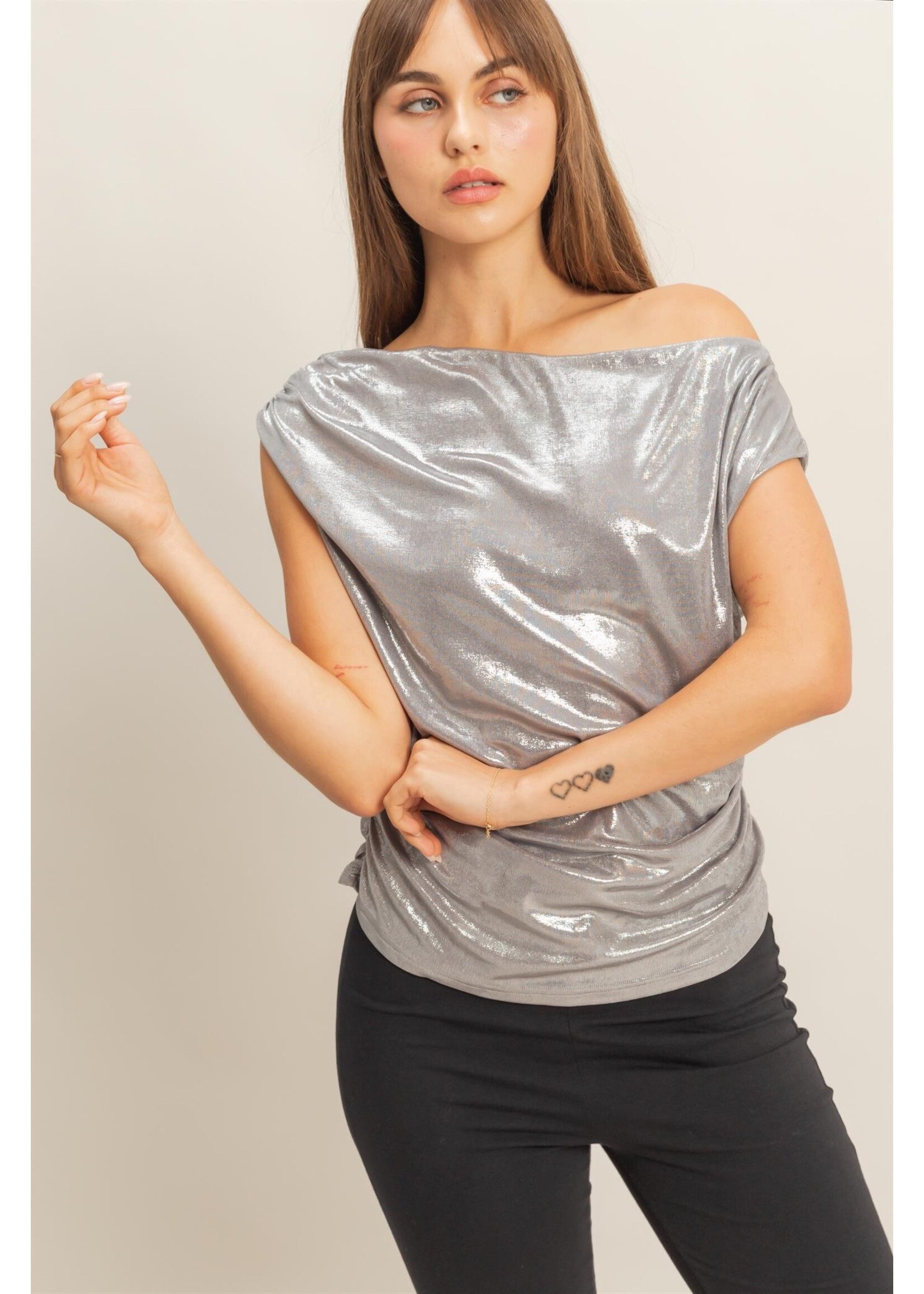 HYFVE Asymmetrical Draped Luminous Top - HF25F033