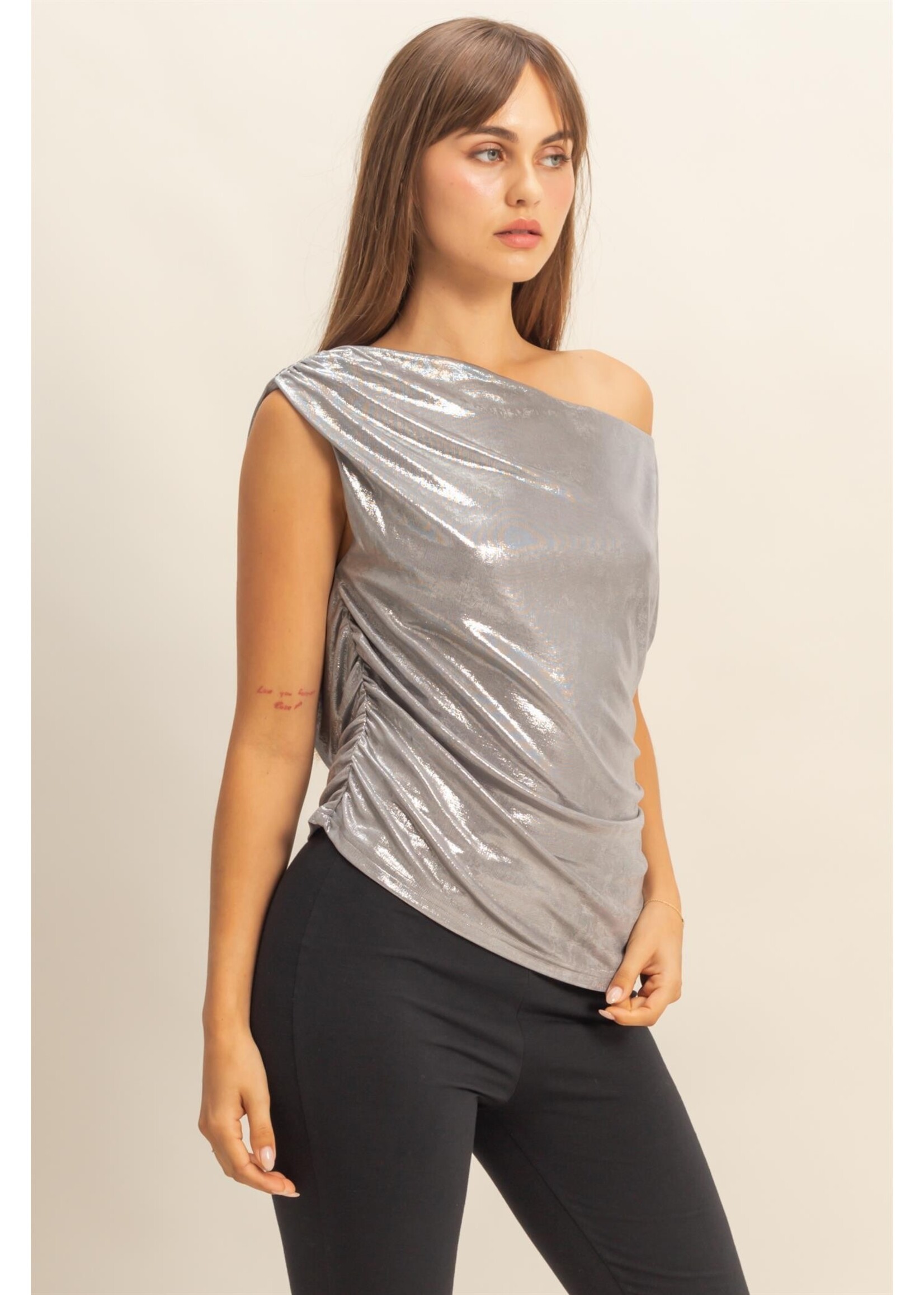 HYFVE Asymmetrical Draped Luminous Top - HF25F033