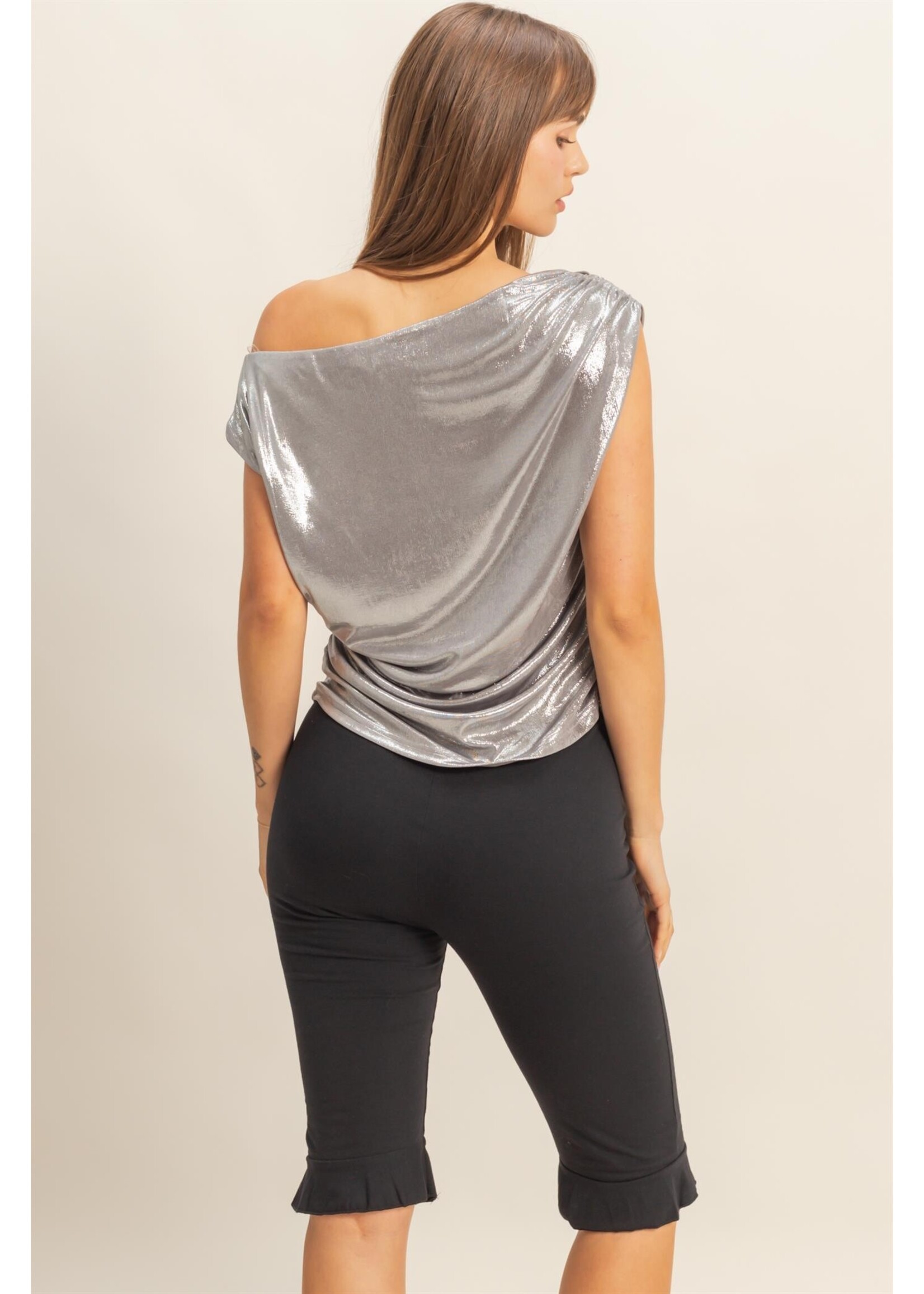 HYFVE Asymmetrical Draped Luminous Top - HF25F033