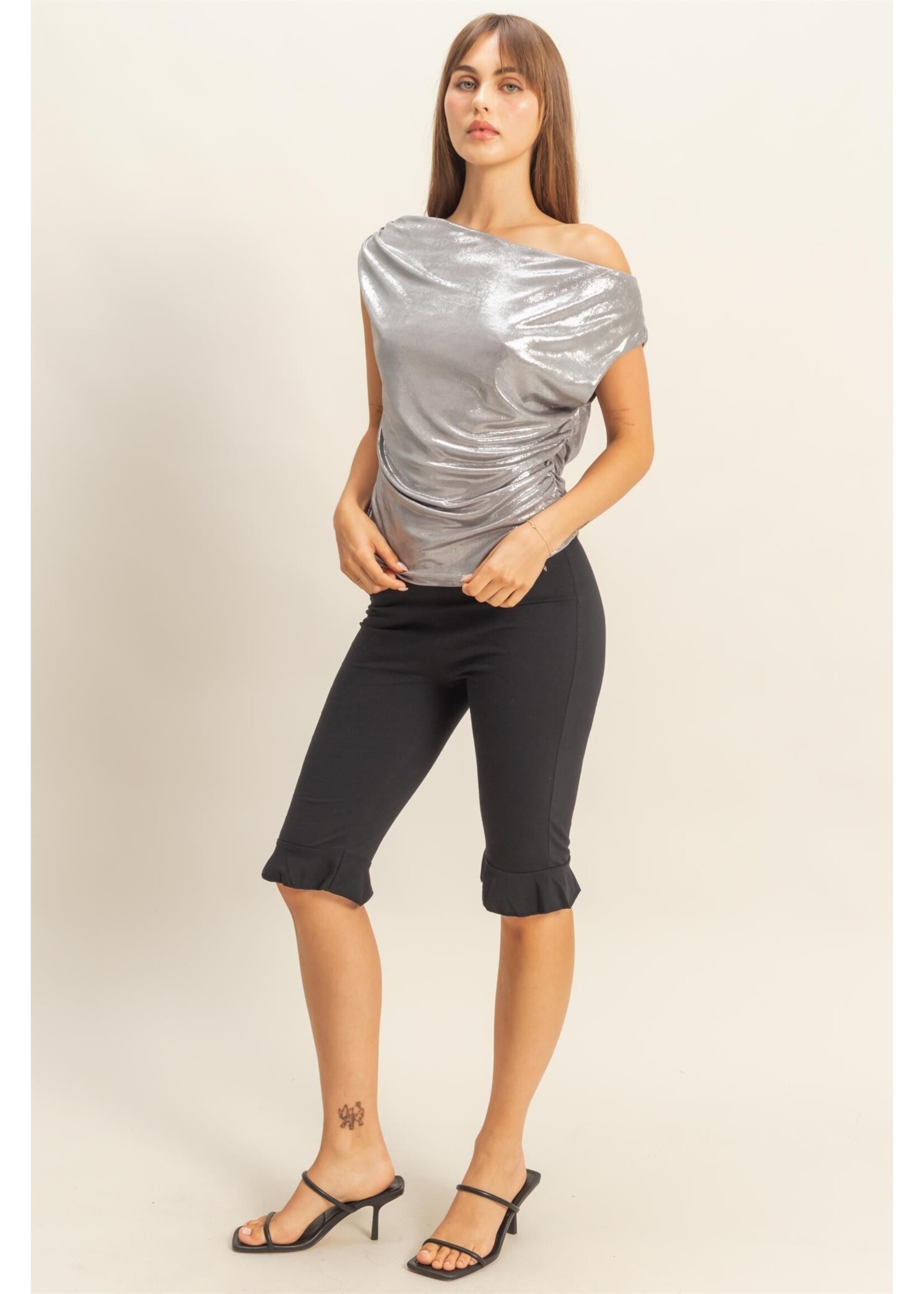 HYFVE Asymmetrical Draped Luminous Top - HF25F033