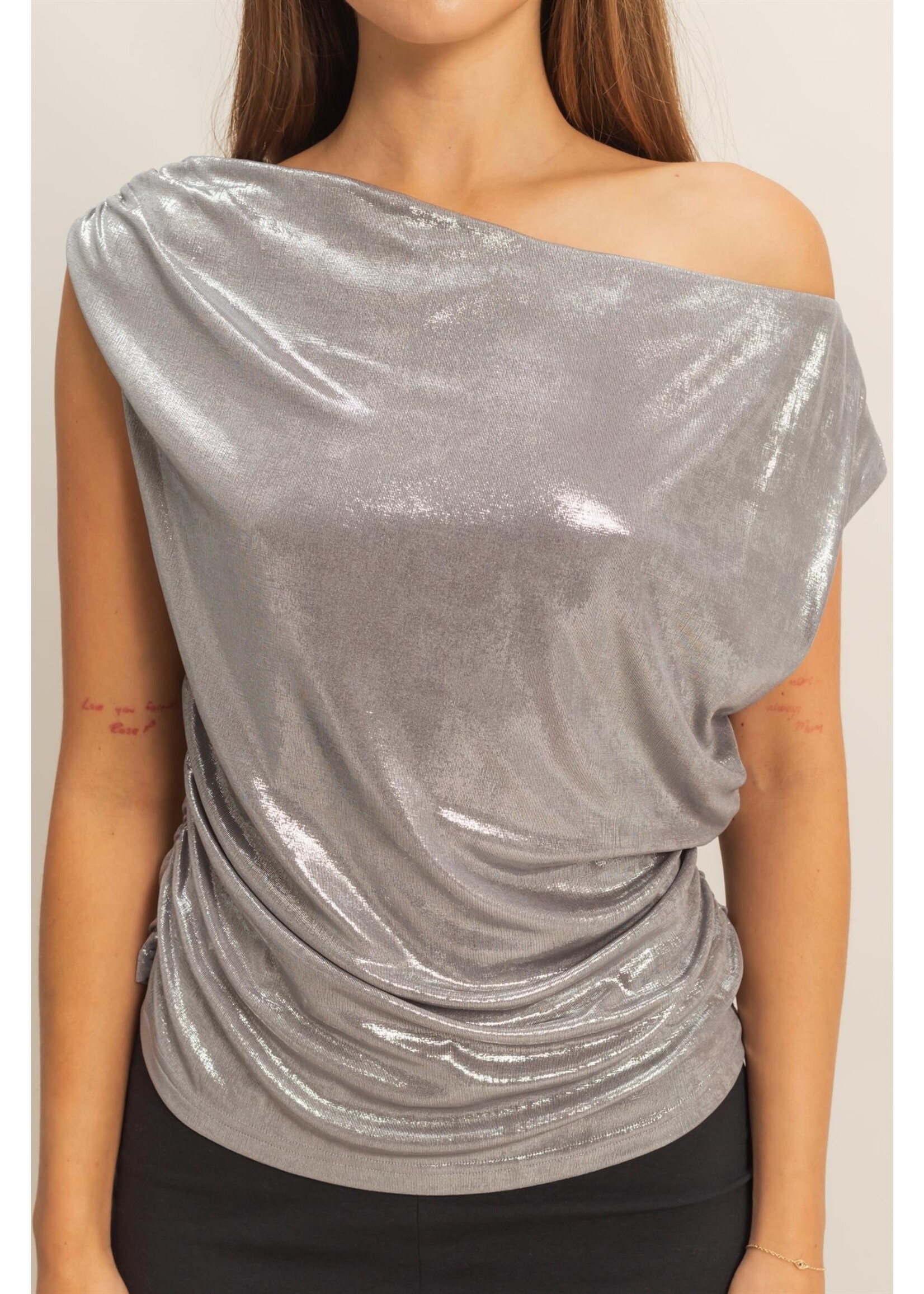 HYFVE Asymmetrical Draped Luminous Top - HF25F033