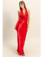 HYFVE Versatile Drape Neck Satin Maxi Dress - HF25F110