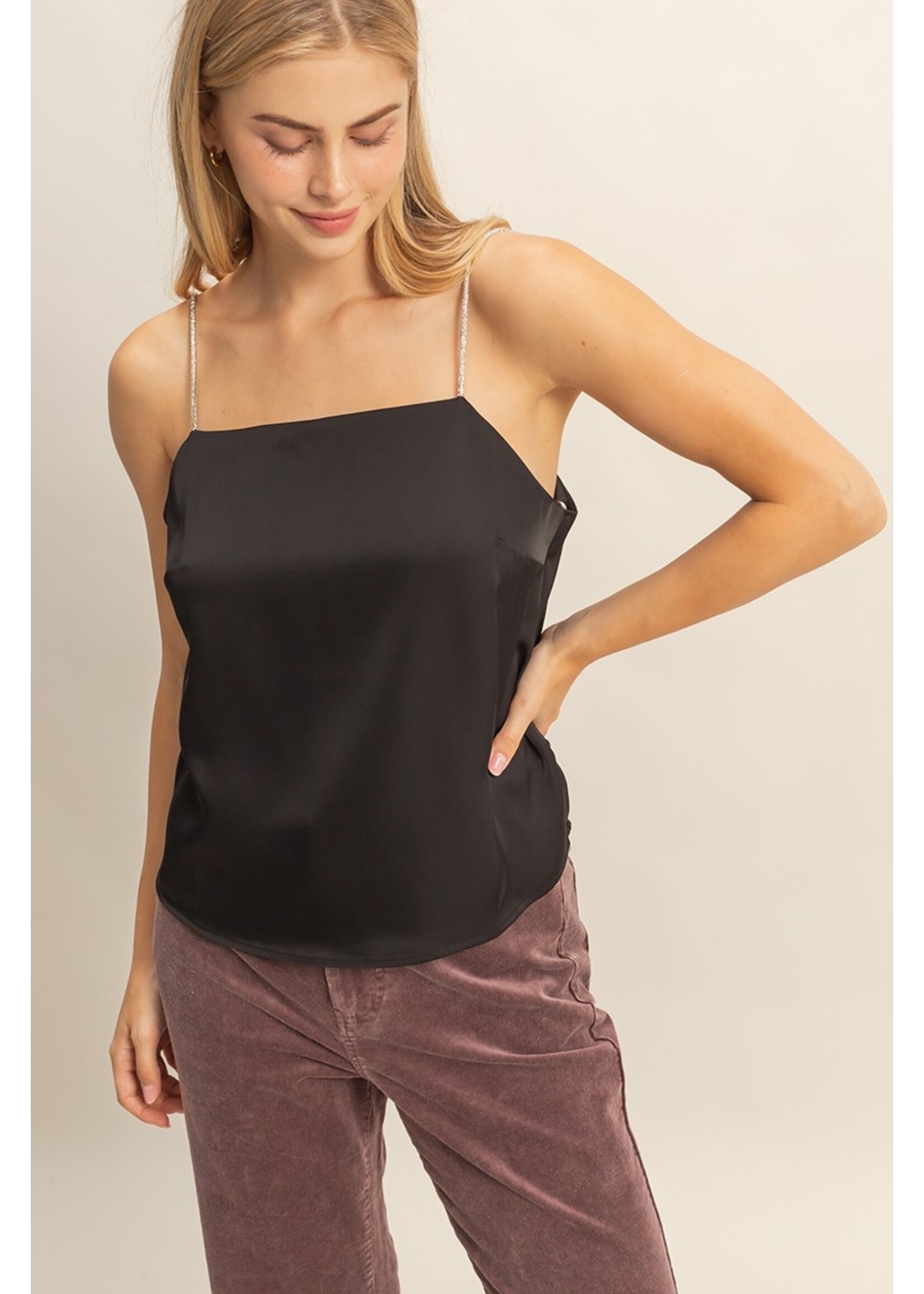 HYFVE Rhinestone-Strap Satin Cami Top - HF25F140