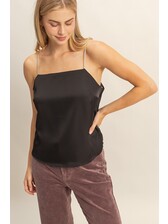 Rhinestone-Strap Stin Cami Top - HF25F140 - Meo's Suite