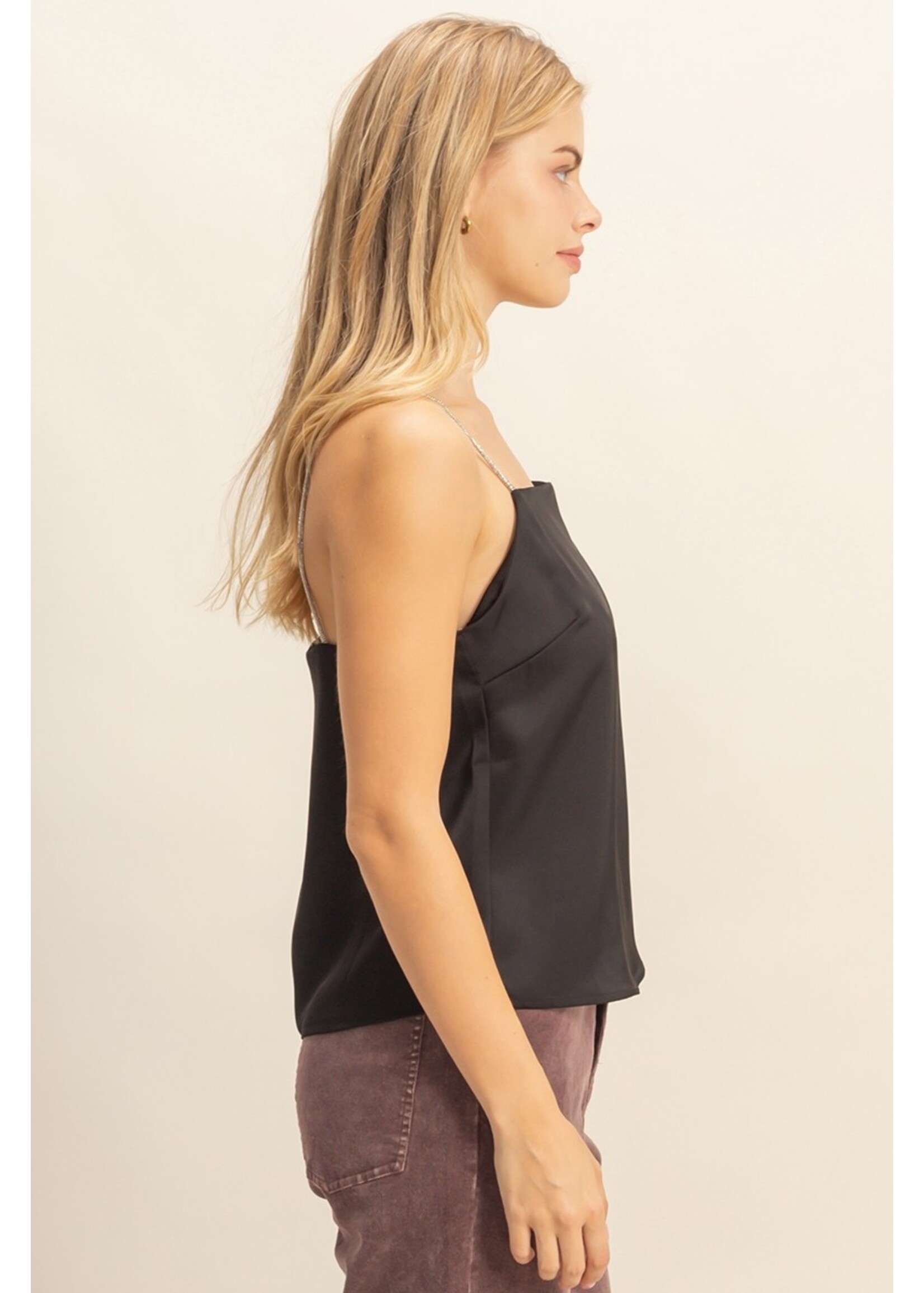HYFVE Rhinestone-Strap Satin Cami Top - HF25F140